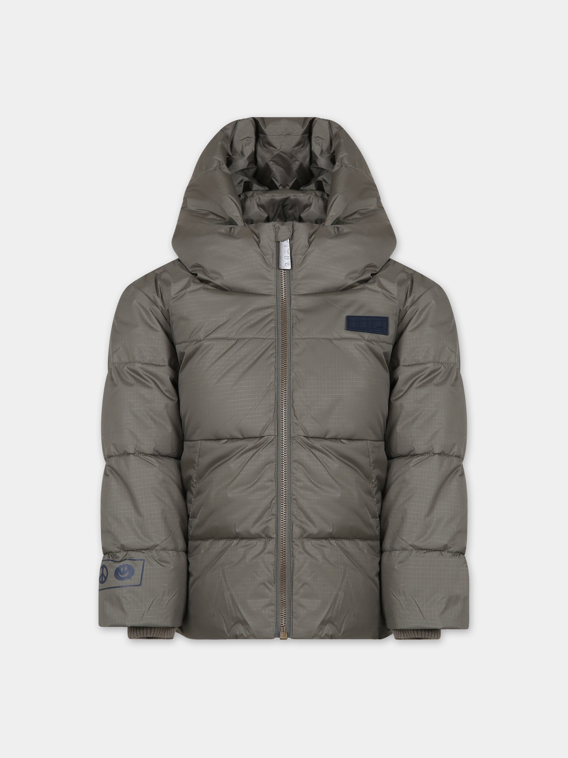 Piumino verde militare per bambini con logo,Molo,5W23M309 8782