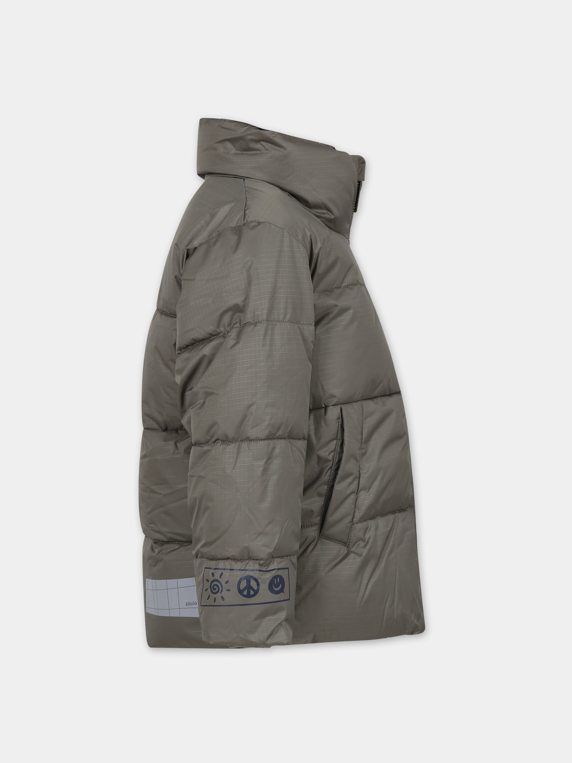 Piumino verde militare per bambini con logo,Molo,5W23M309 8782