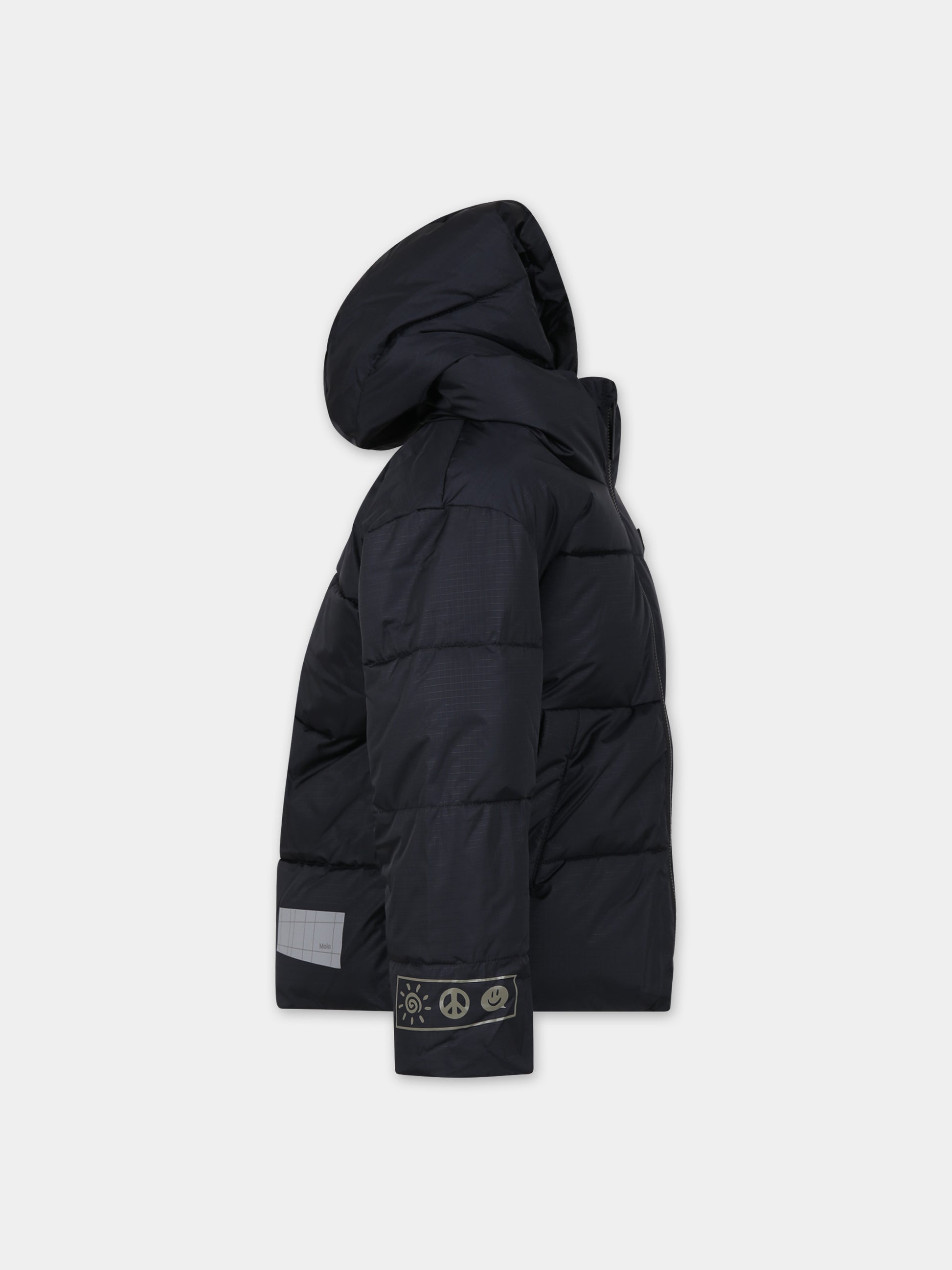 Piumino nero per bambini con logo,Molo,5W23M309 0099