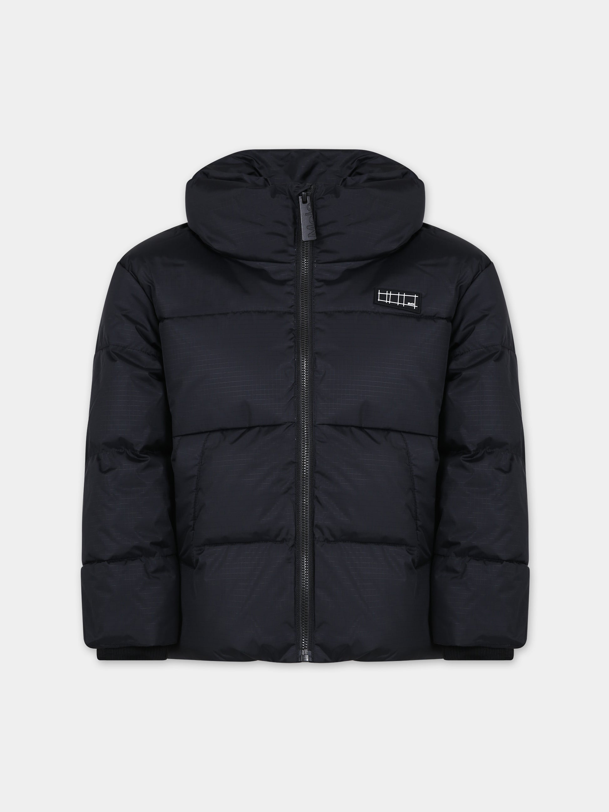 Piumino nero per bambini con logo,Molo,5W23M309 0099