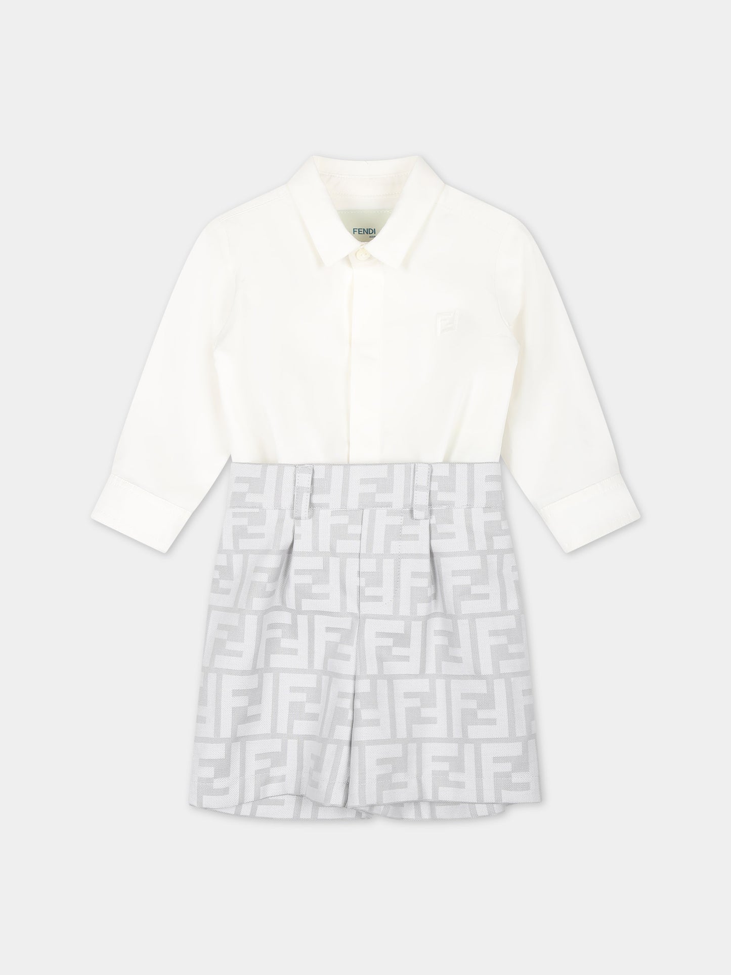 Completo bianco per neonato con iconica doppia F,Fendi Kids,BML141 ALO6 F0RTT