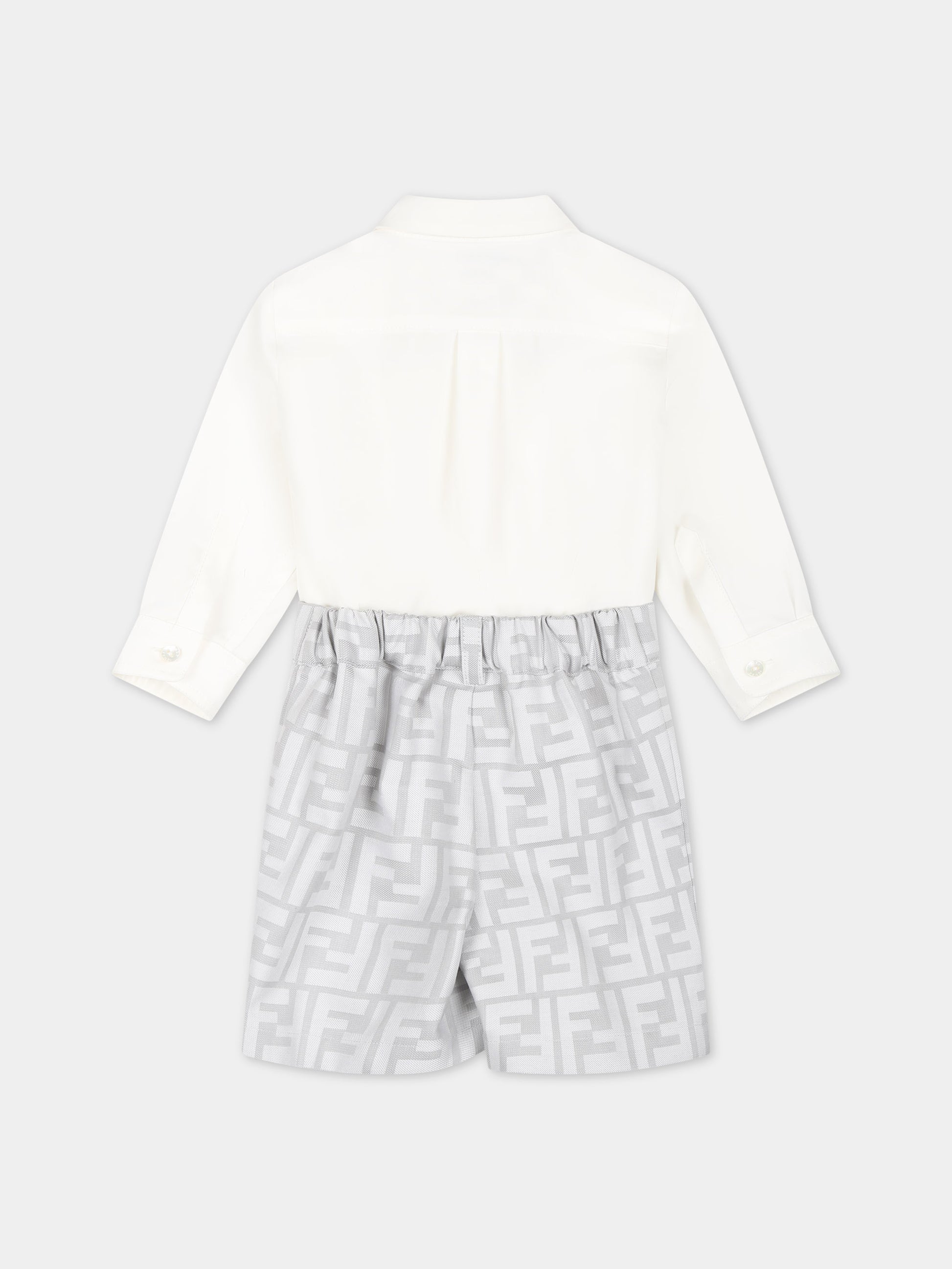 Completo bianco per neonato con iconica doppia F,Fendi Kids,BML141 ALO6 F0RTT