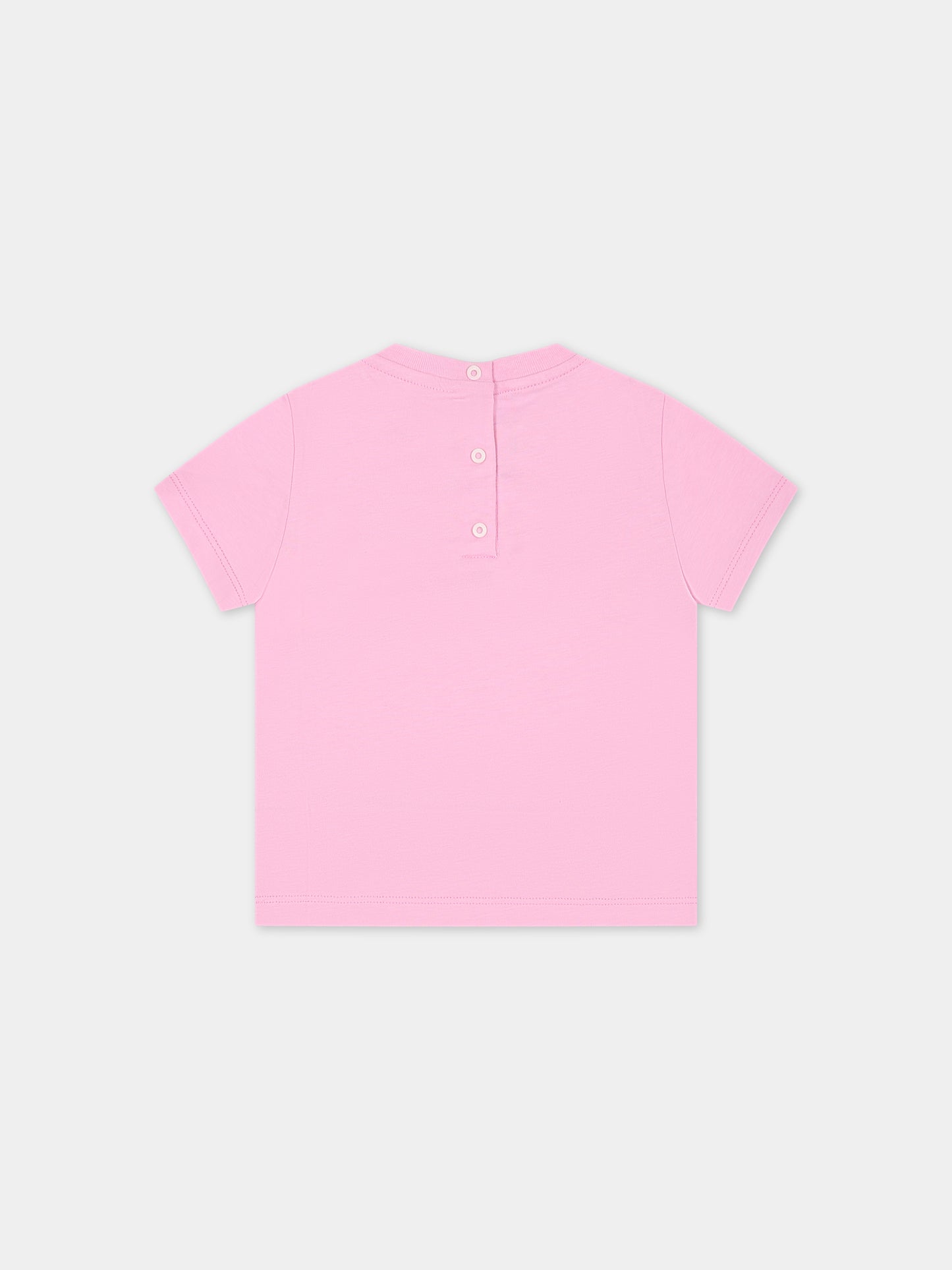 T-shirt rosa per neonata con orsetto Fendi,Fendi Kids,BUI069 7AJ F0U0J