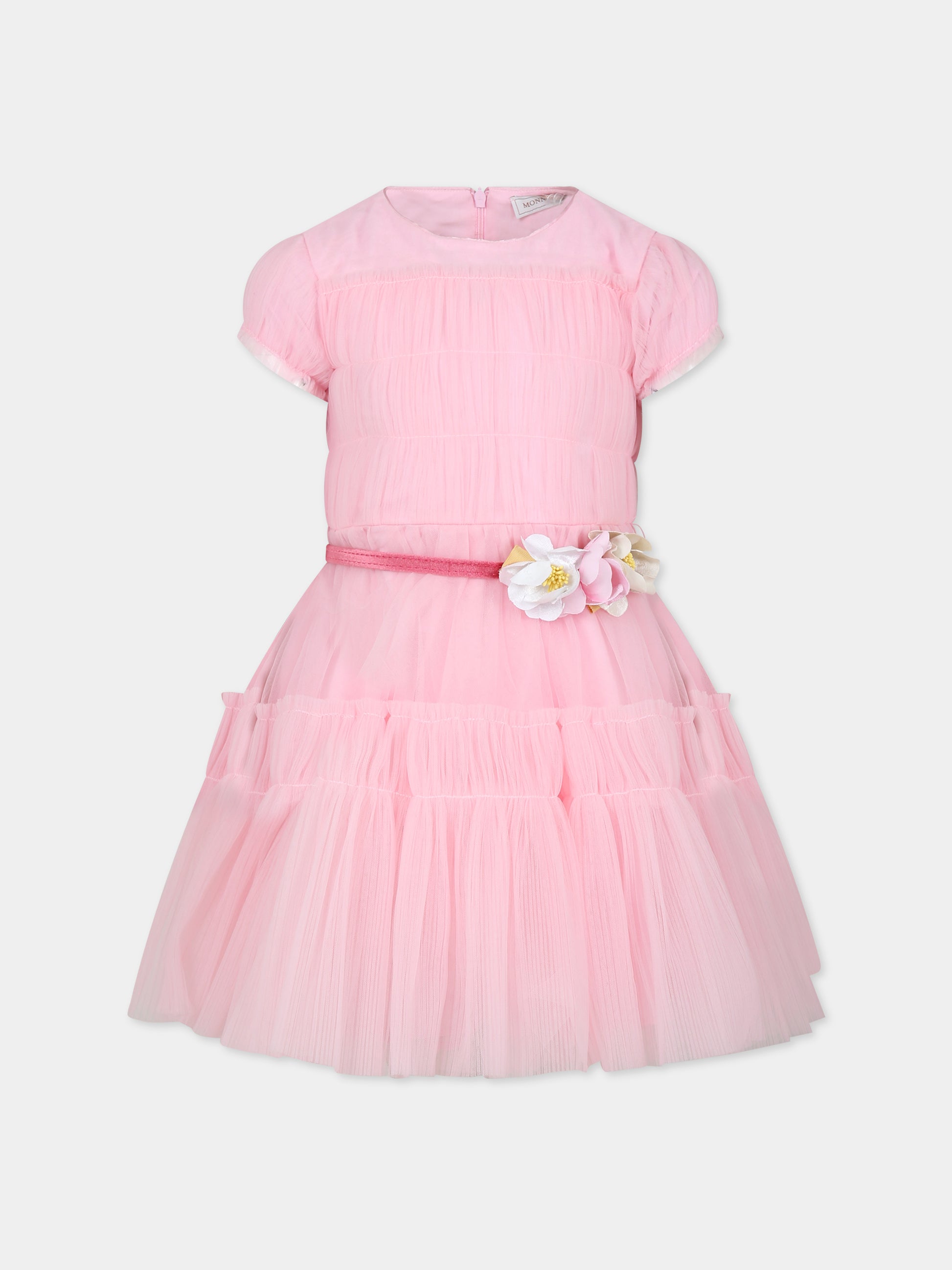 Vestito rosa per bambina con fiori,Monnalisa,19B900 2037 091S