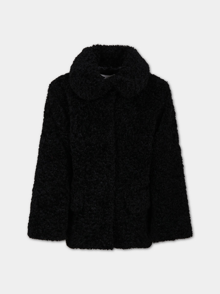 Ecopelliccia nera per bambina,Monnalisa,17B107 2026 0050