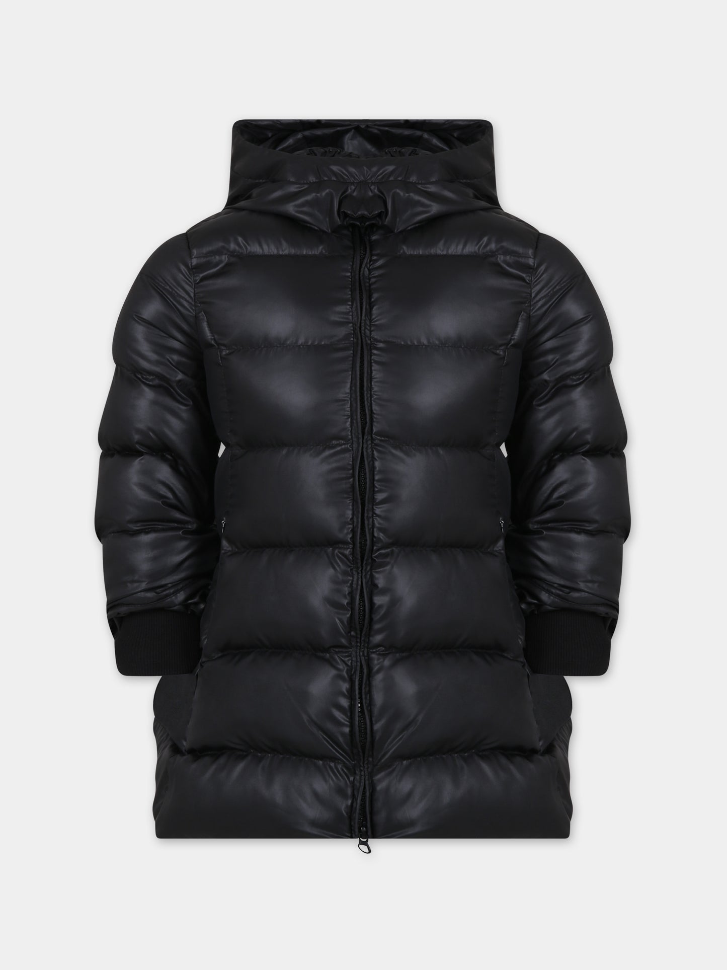 Piumino nero per bambina con logo,Monnalisa,17B100 2040 0050