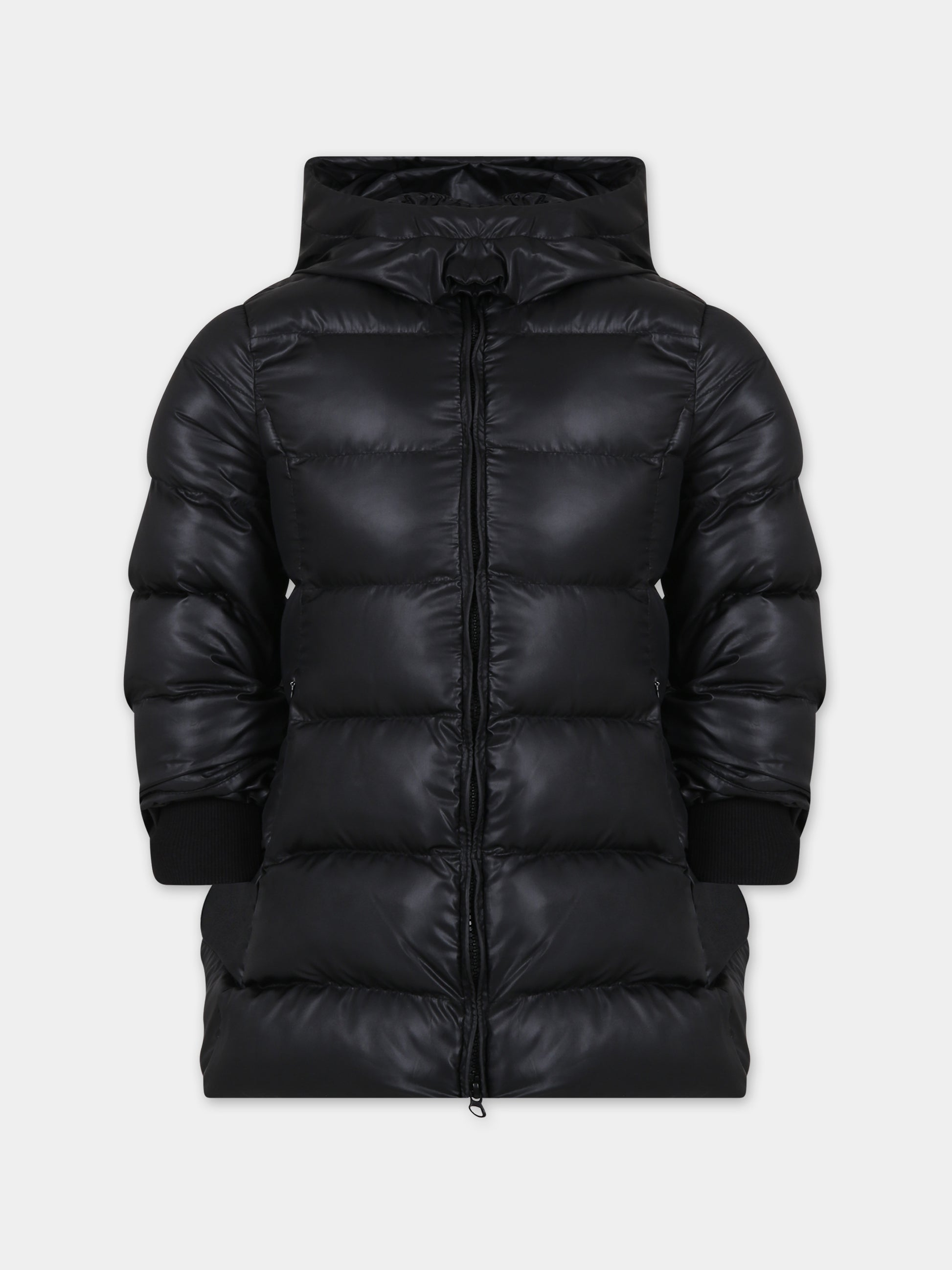 Piumino nero per bambina con logo,Monnalisa,17B100 2040 0050