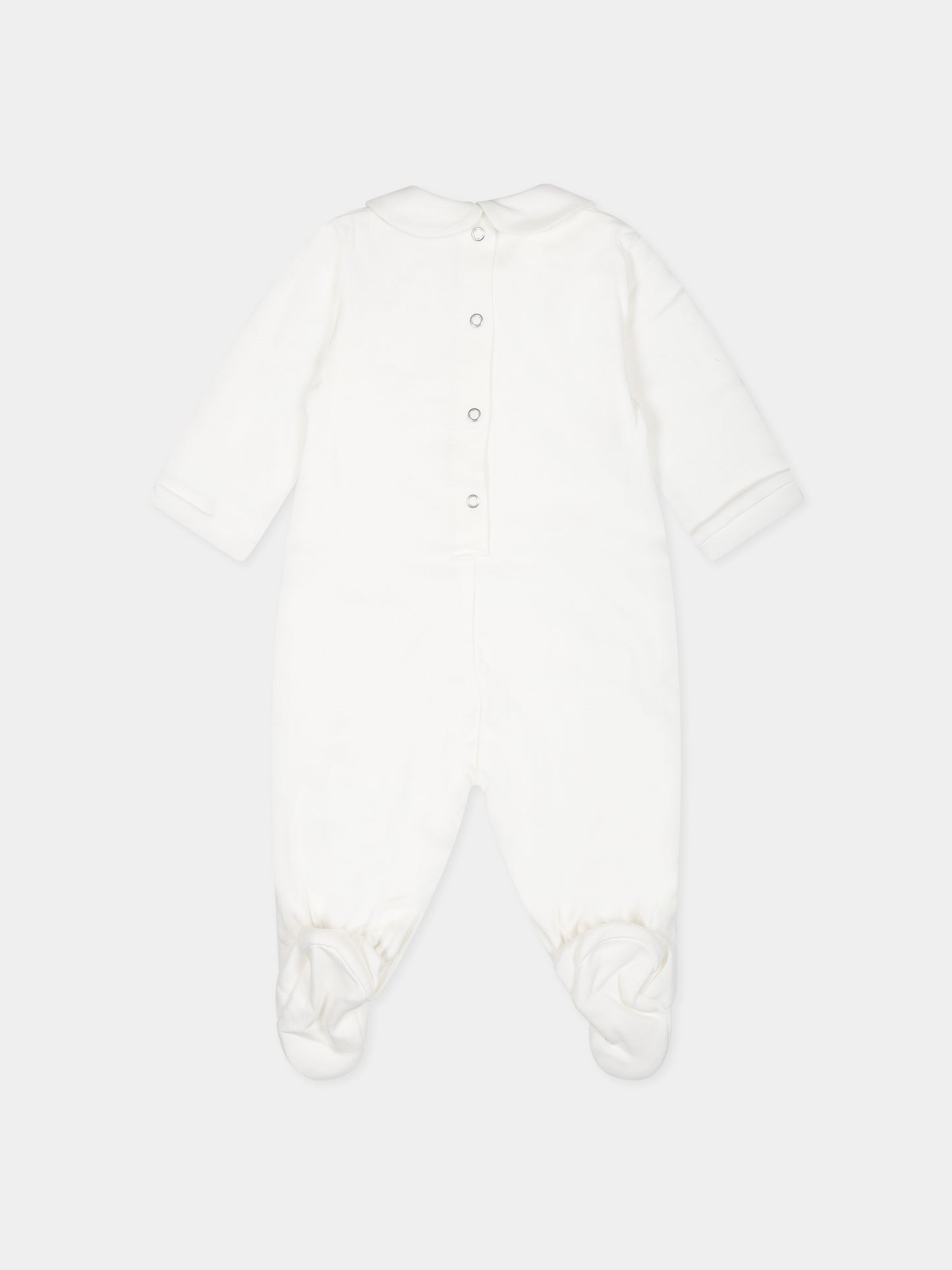 Tutina bianca per neonata con logo,Monnalisa,35B205 2004 0001