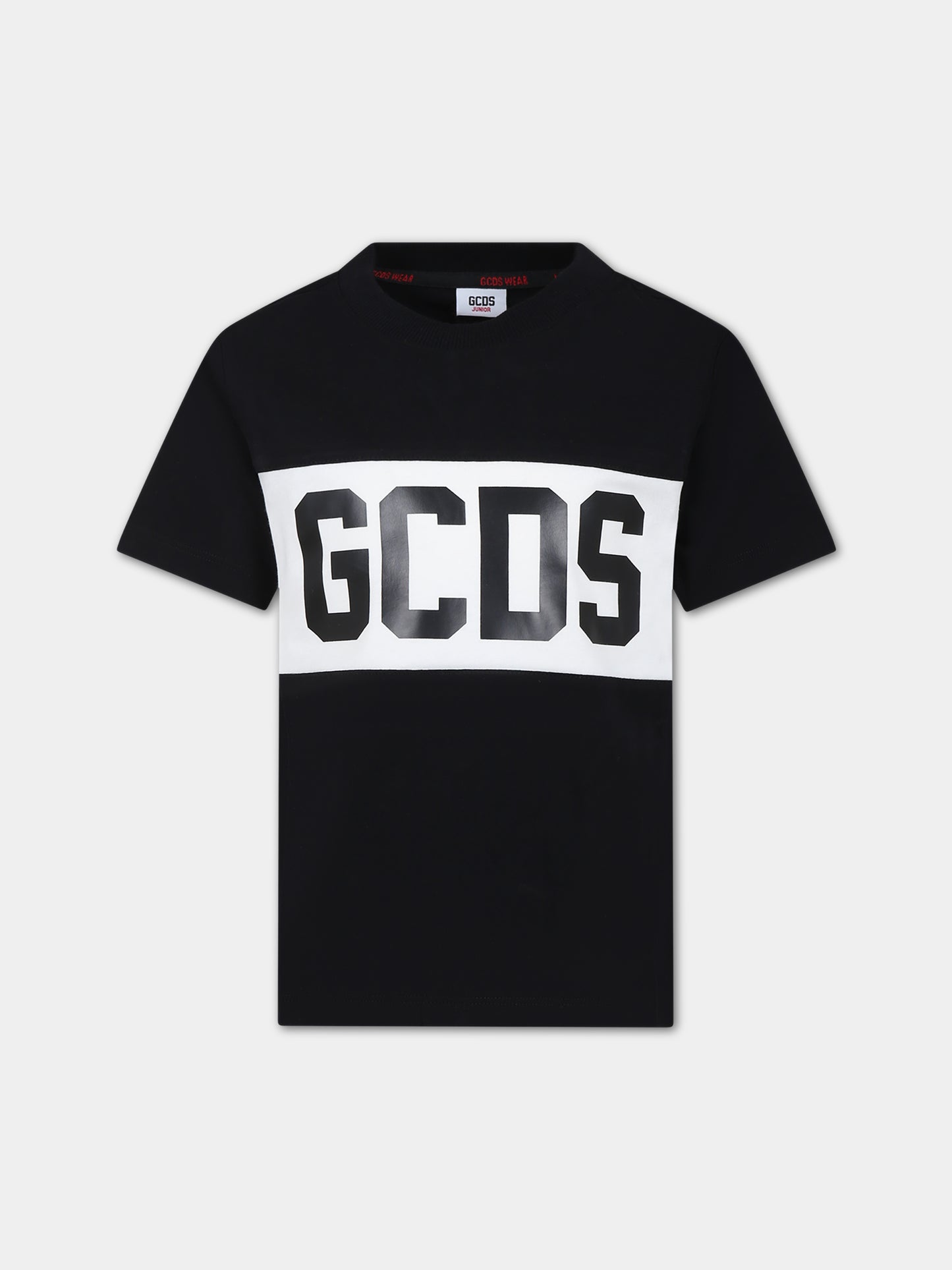 T-shirt nera per bambini con logo,Gcds Kids,DOM005 LAA22 60100