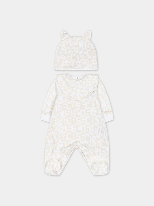 Set avorio per neonati con logo,Gcds Kids,GUY010 LAB77 85016