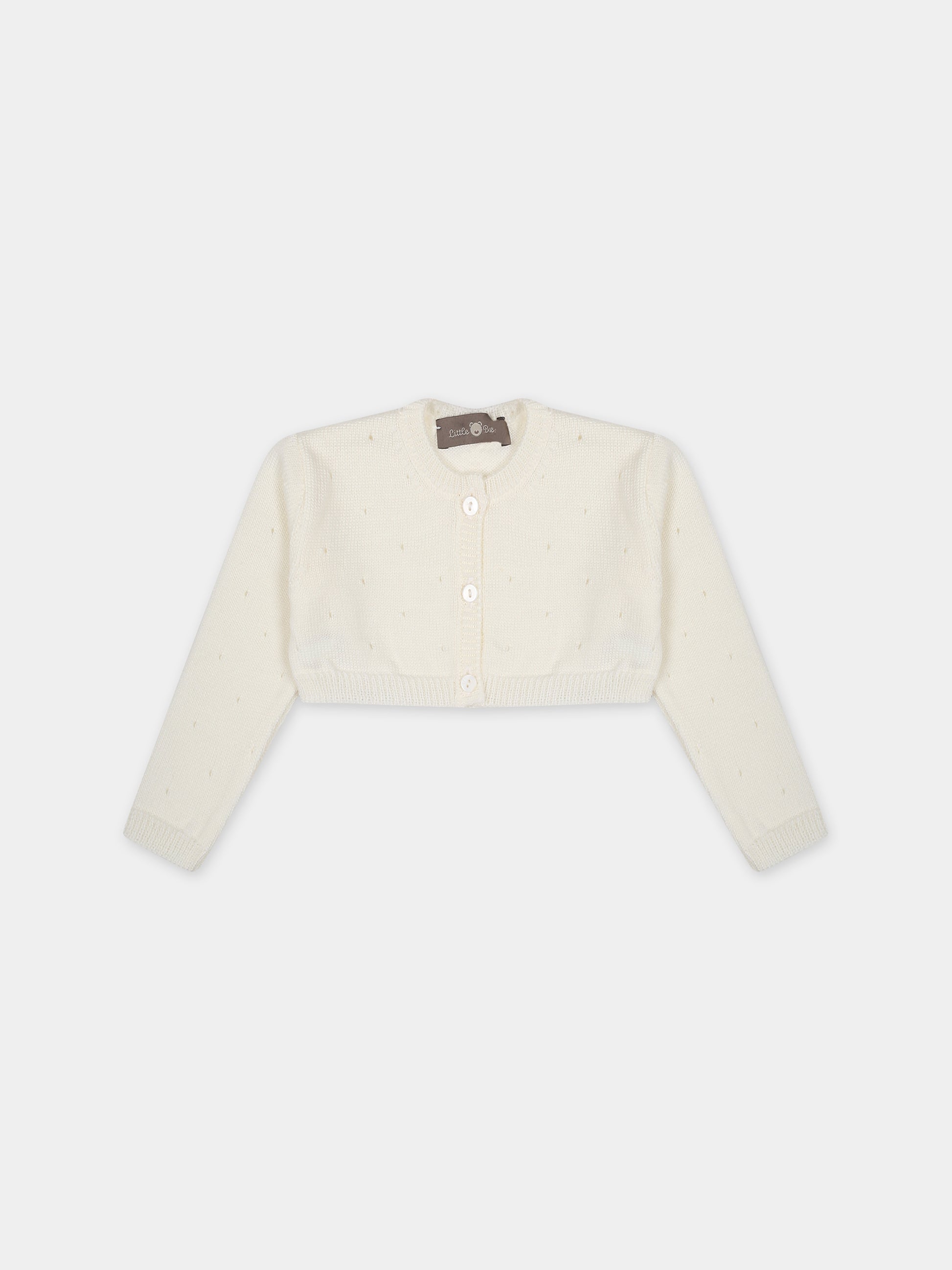 Cardigan bianco per neonata,Little Bear,7166 LATTE