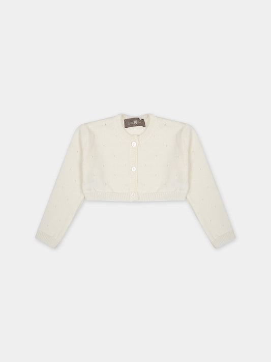 Cardigan bianco per neonata,Little Bear,7166 LATTE
