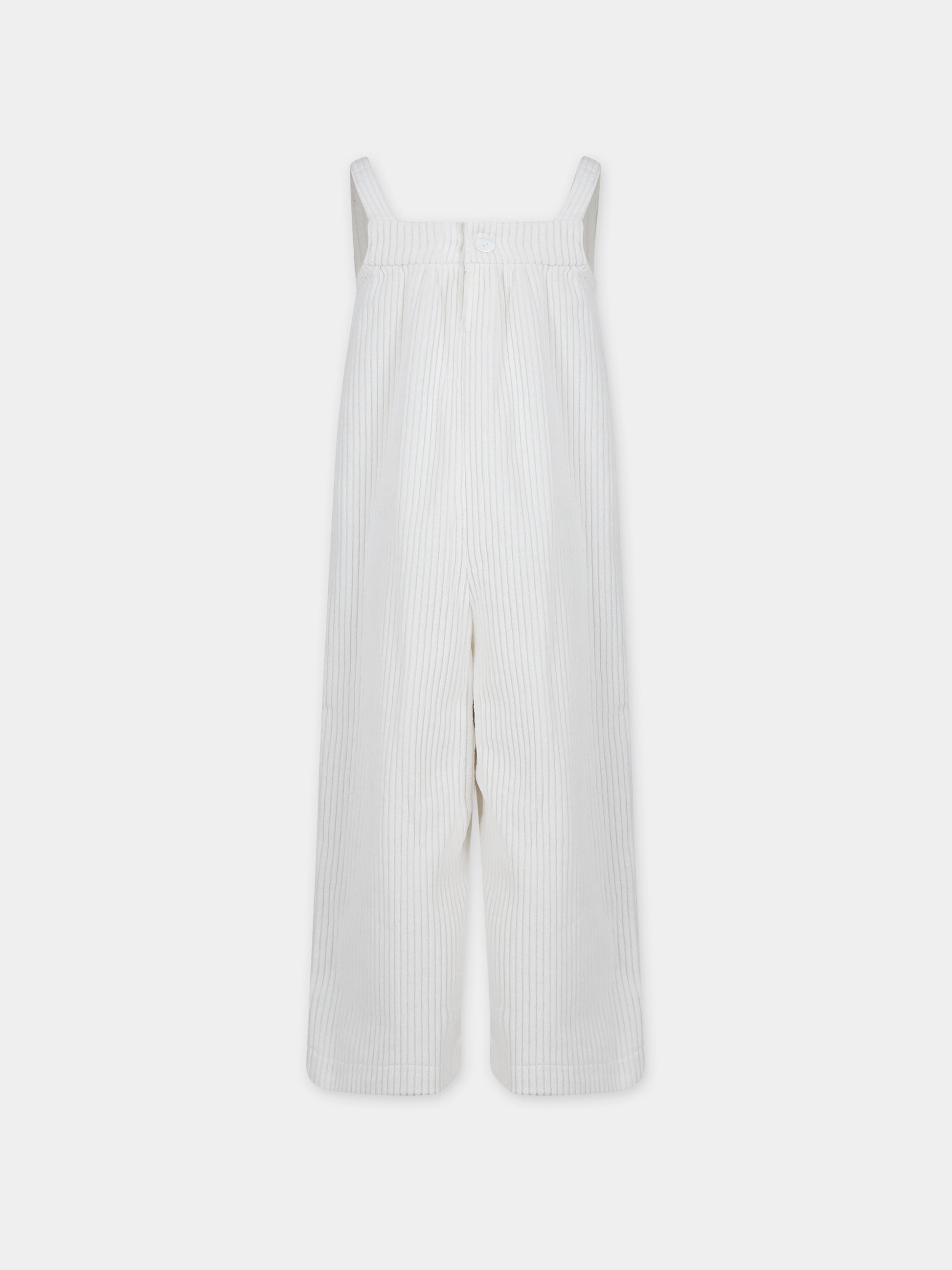 Salopette bianca per bambina,Little Bear,7226 LATTE