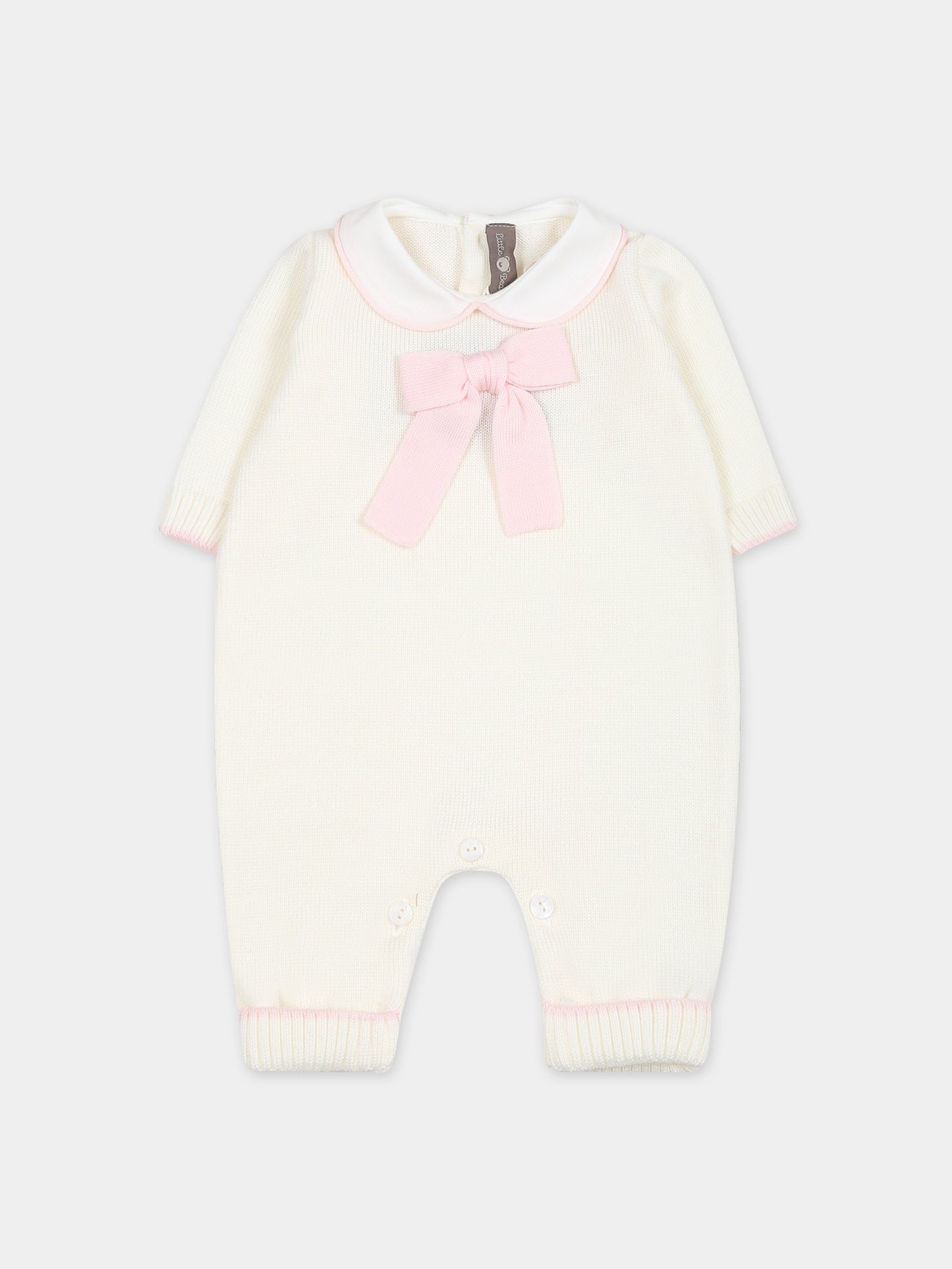 Tutina avorio per neonata con fiocco,Little Bear,7132 LATTE/CIPRIA