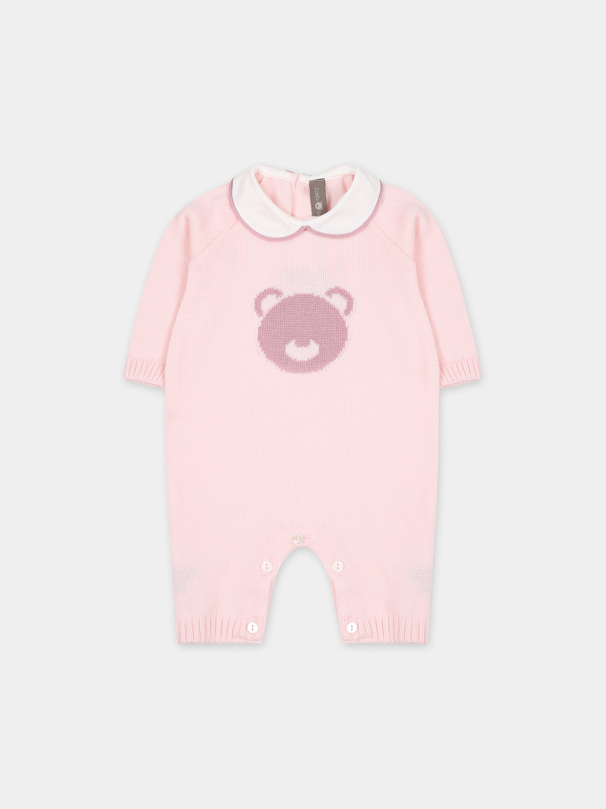 Tutina rosa per neonata con orso ricamato,Little Bear,7137 CIPRIA/PEONIA