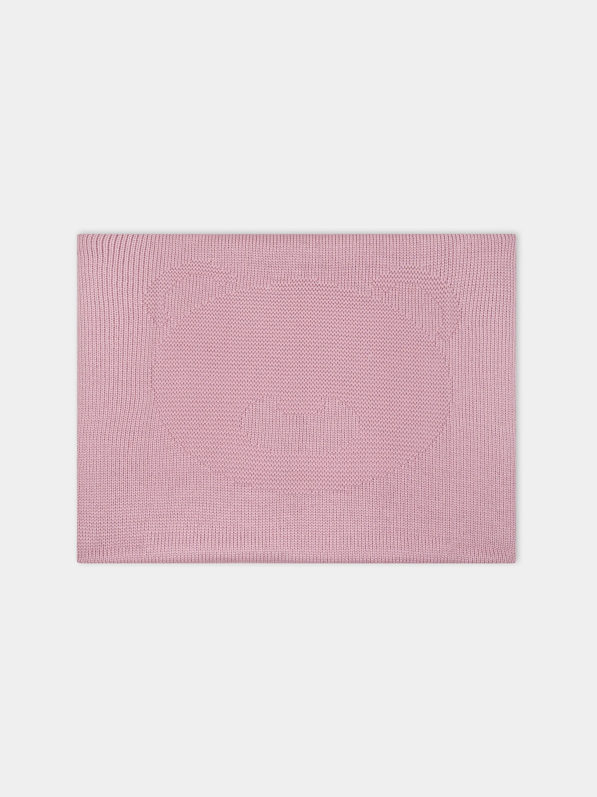 Coperta rosa per neonata con orso ricamato,Little Bear,7111 PEONIA