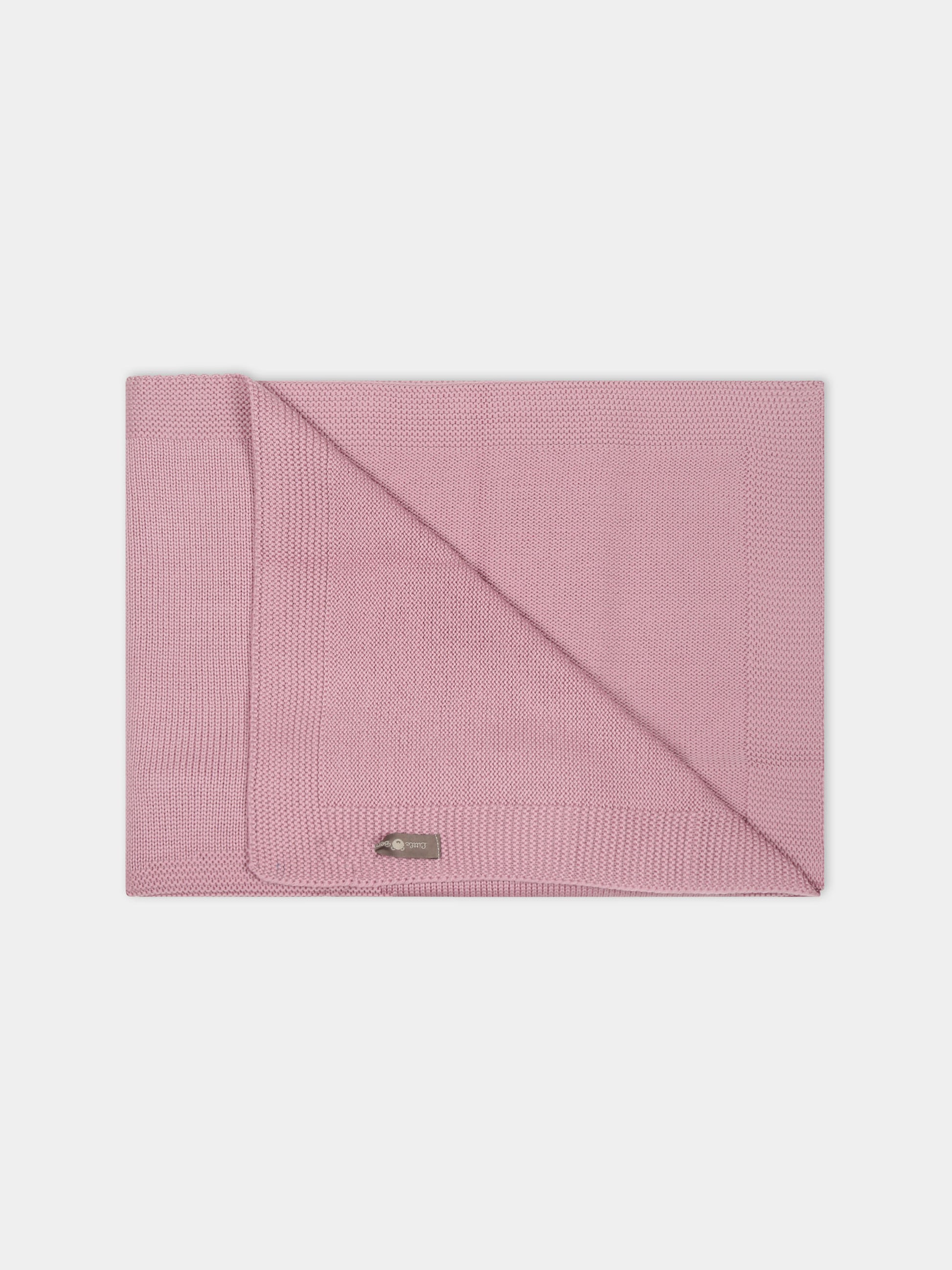 Coperta rosa per neonata con orso ricamato,Little Bear,7111 PEONIA