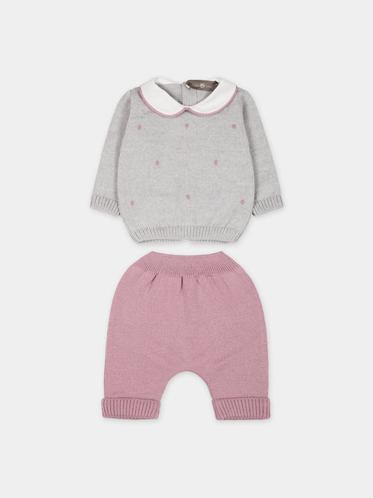 Completo multicolor per neonata,Little Bear,7102 GRIGIO/PEONIA