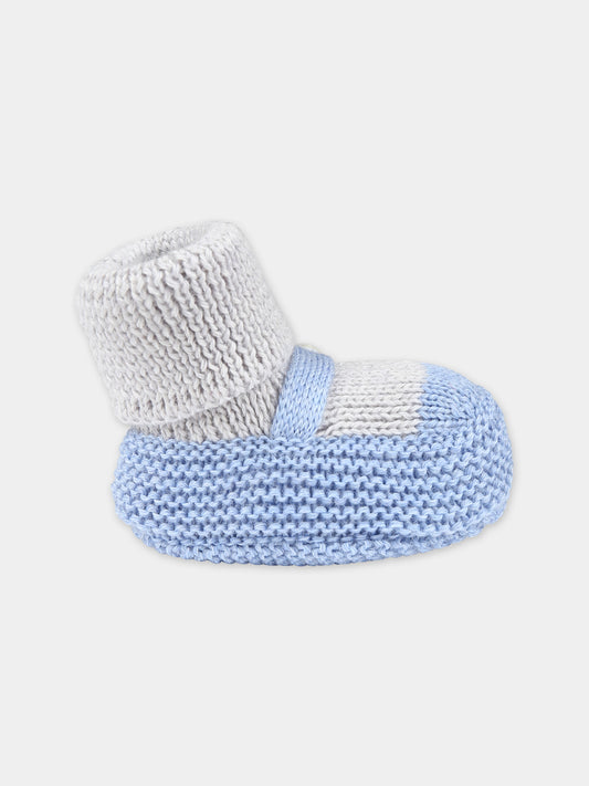 Babbucce azzurre per neonato,Little Bear,7141 GRIGIO/AZZURRO