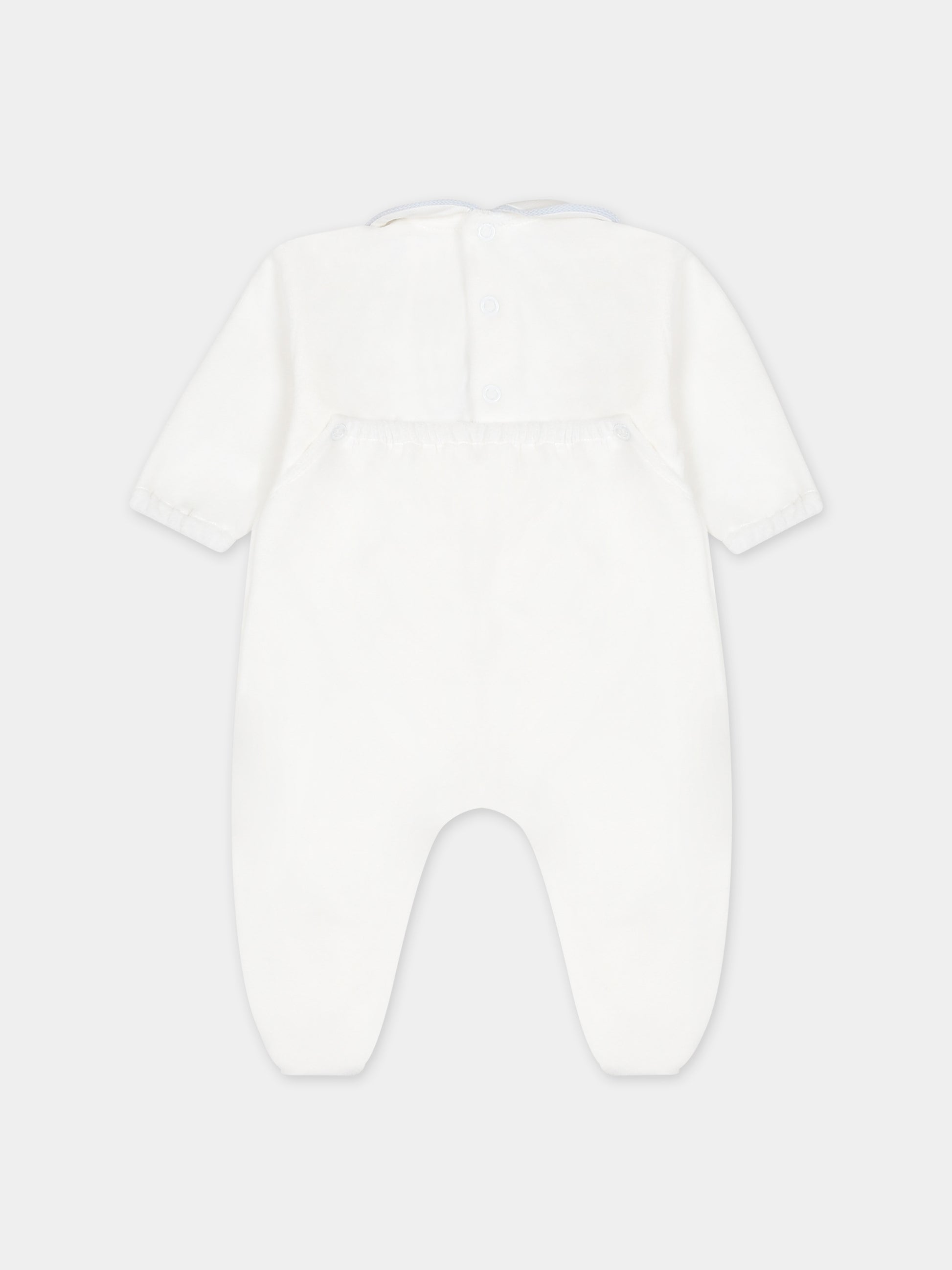 Tutina bianca per neonato con ricamo,Little Bear,7044 LATTE/CIELO
