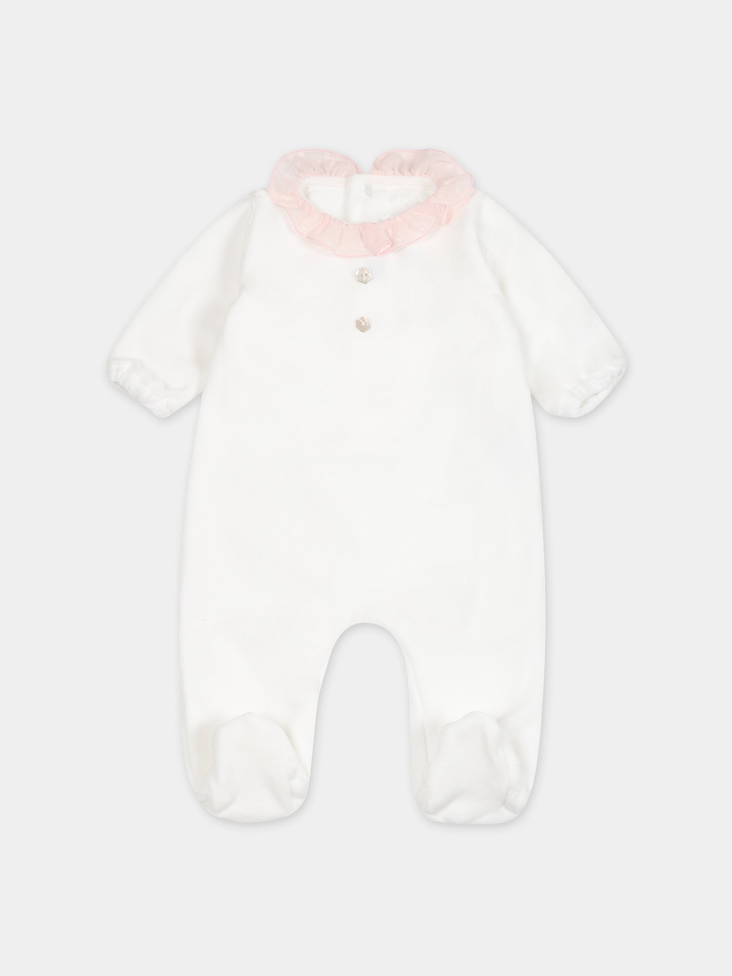 Tutina bianca per neonata,Little Bear,7036 LATTE/ROSA