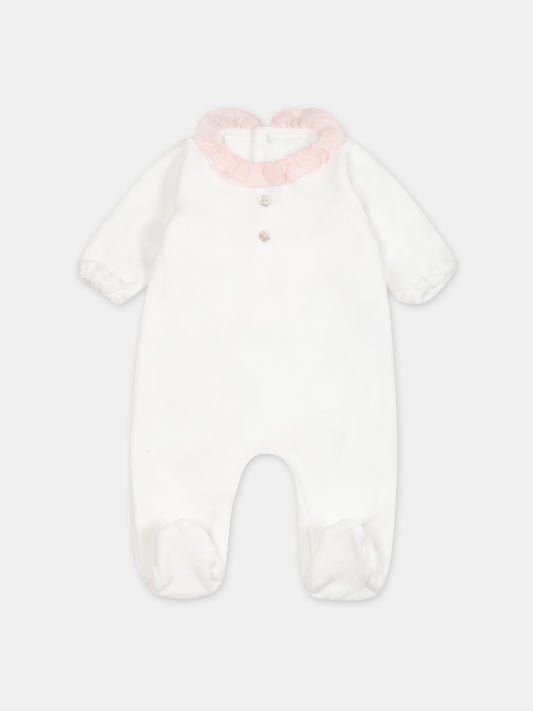 Tutina bianca per neonata,Little Bear,7036 LATTE/ROSA
