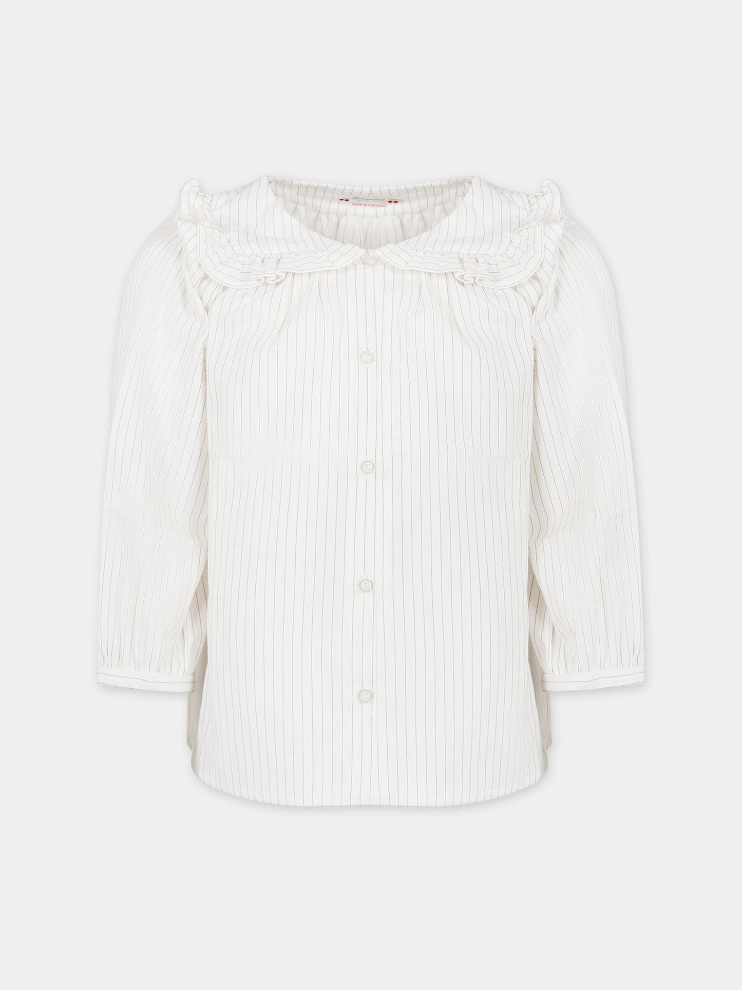 Camicia bianca per bambina a righe,Bonpoint,W03GBLW00002 203