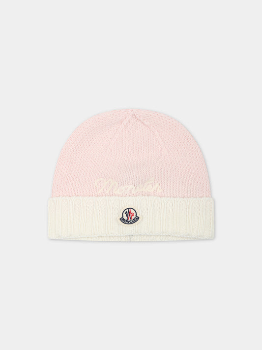 Berretto rosa per neonata con logo,Moncler Kids,951 3B00009 M1241 P50