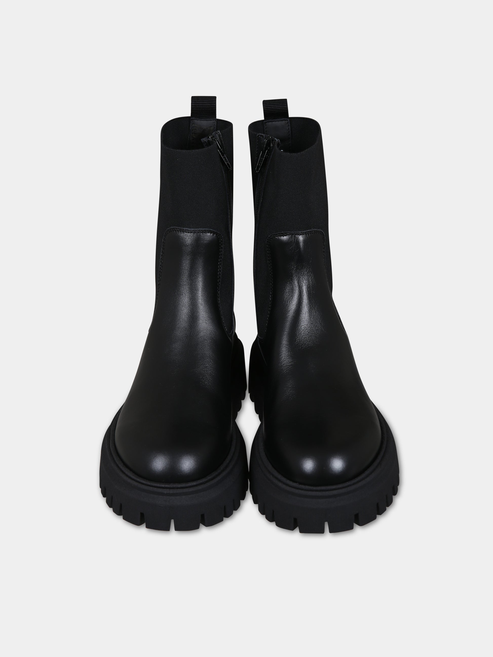 Stivali neri per bambina con logo,Moncler Kids,954 4F00030 M2302 999