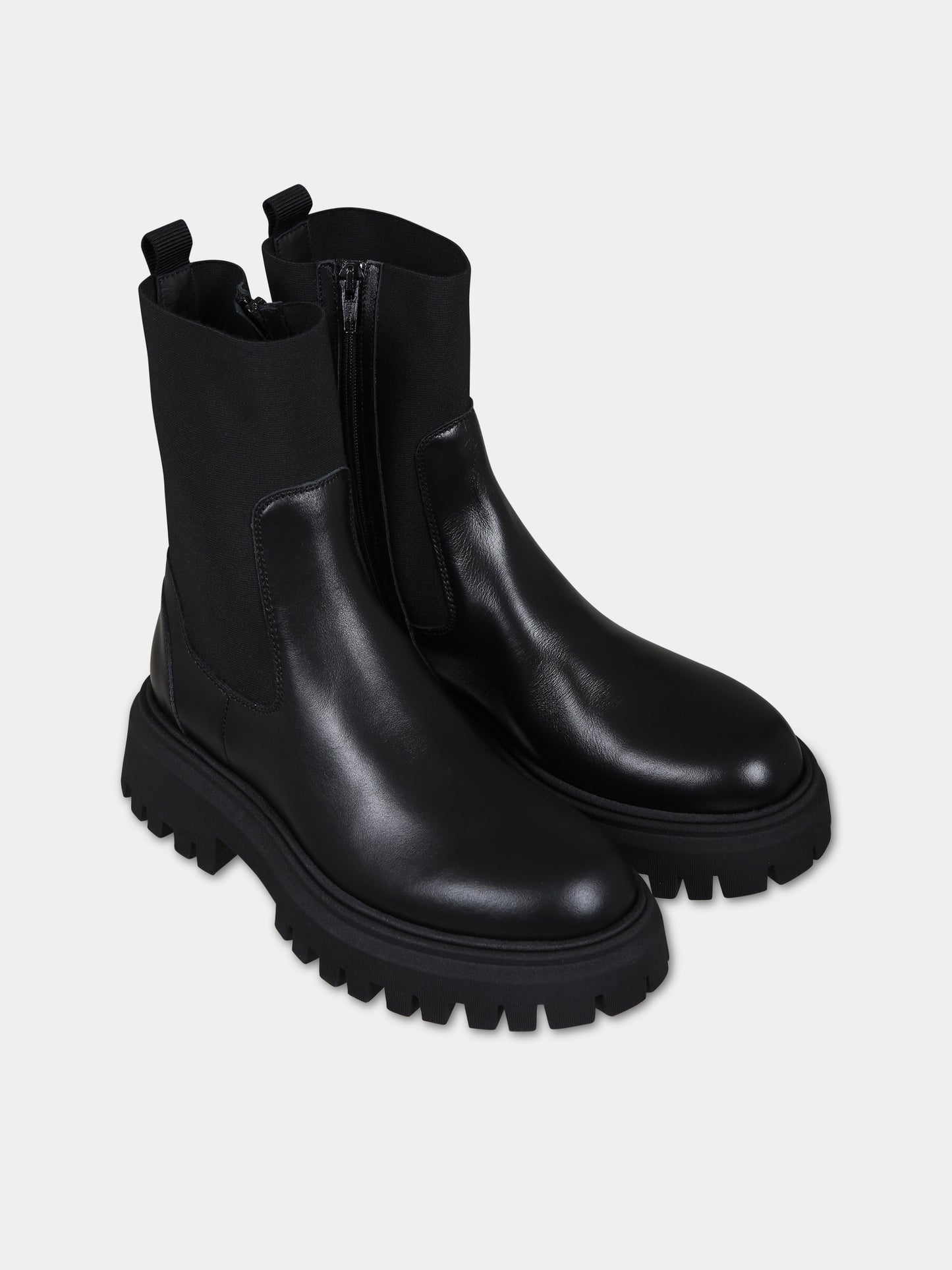 Stivali neri per bambina con logo,Moncler Kids,954 4F00030 M2302 999