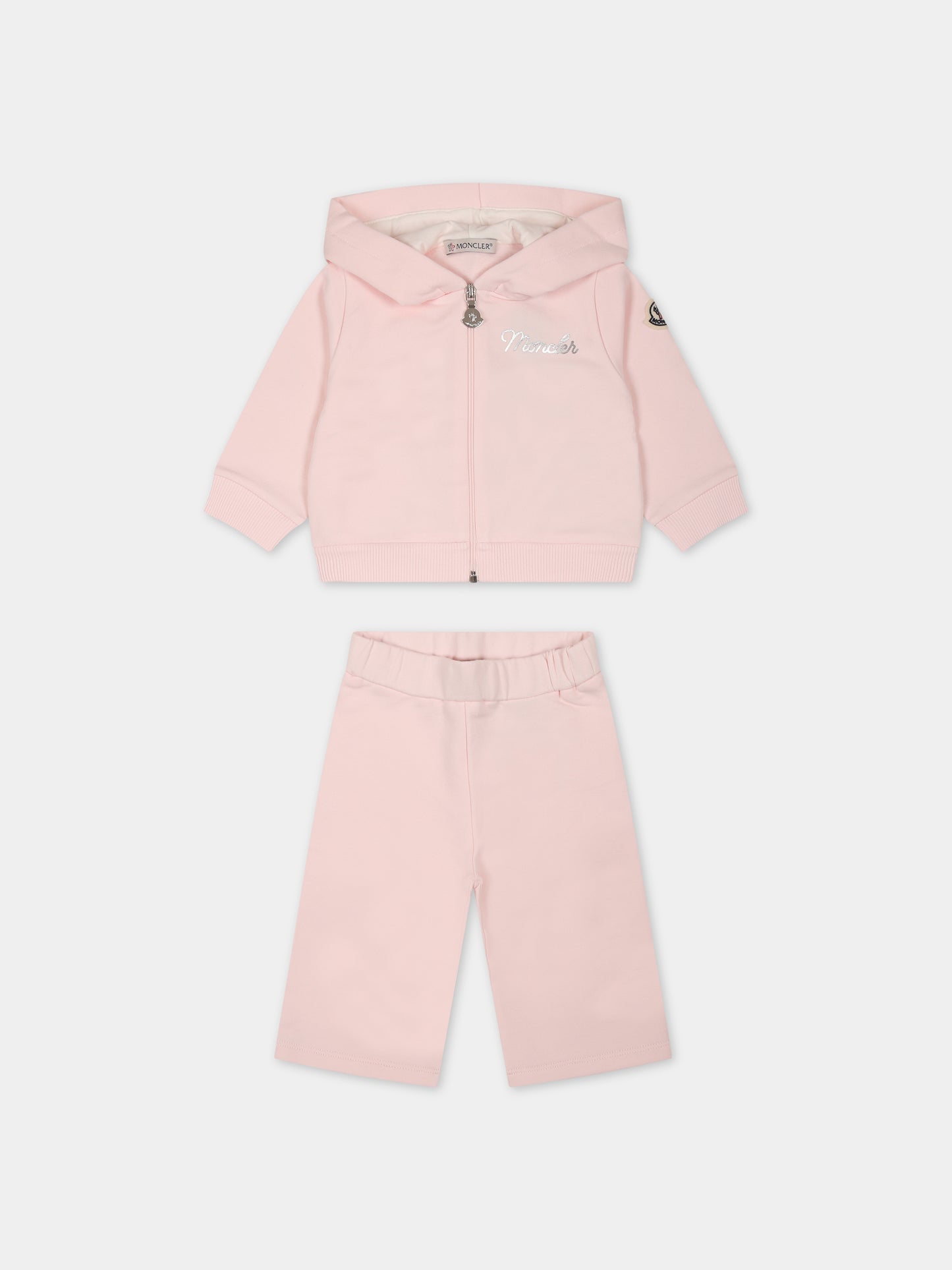 Completo rosa per neonata con logo,Moncler Kids,951 8M00024 89A23 503