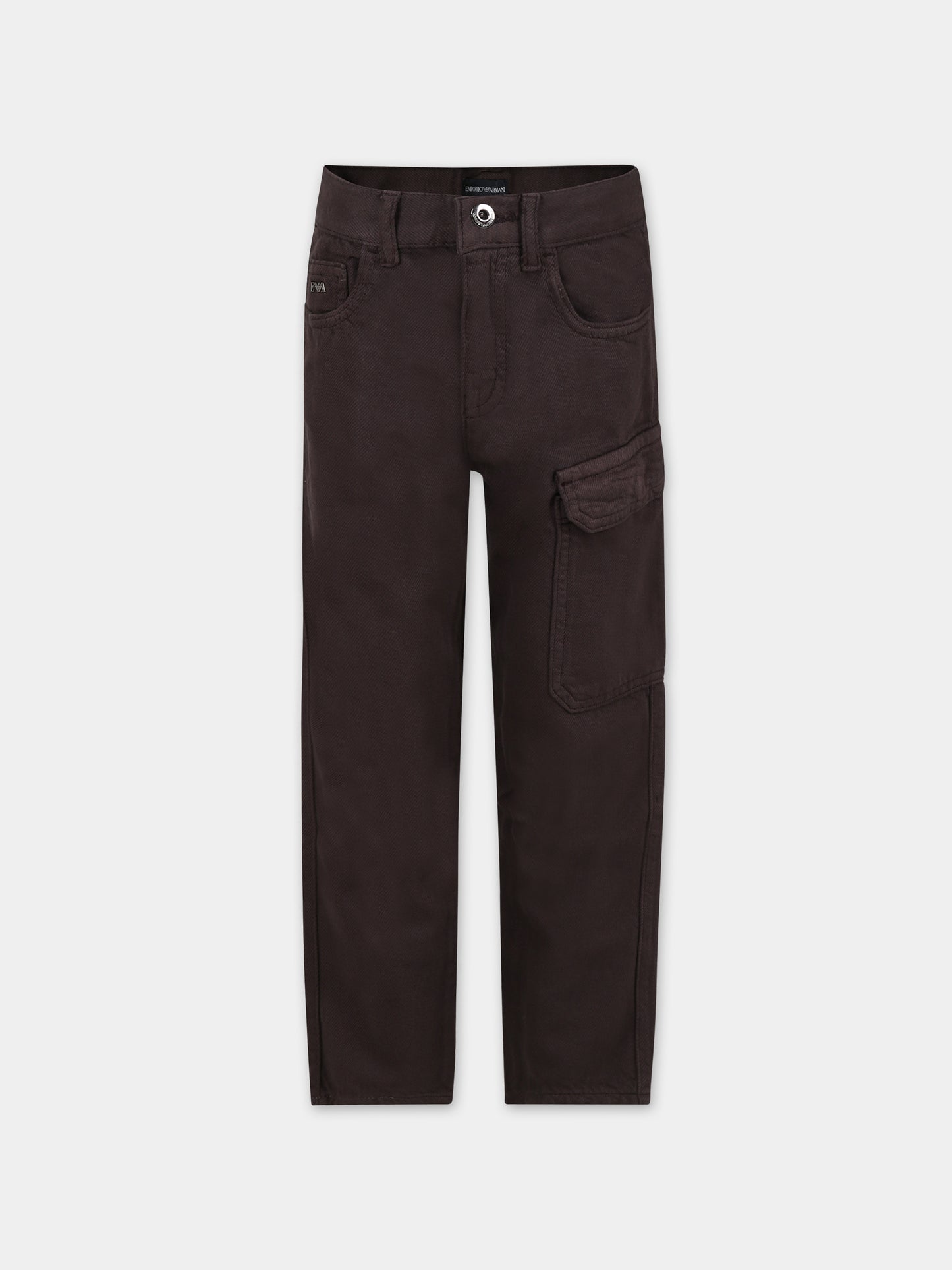 Pantaloni marroni per bambino con aquilotto,Armani Junior,6R4J40 3N5NZ 05A6