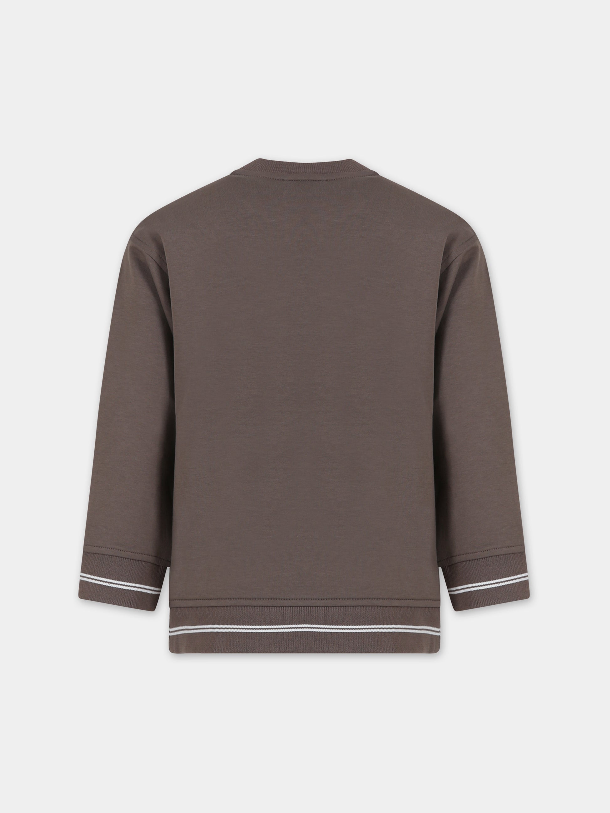 Felpa marrone per bambino con aquilotto e logo,Armani Junior,6R4MF2 1JHSZ 0488