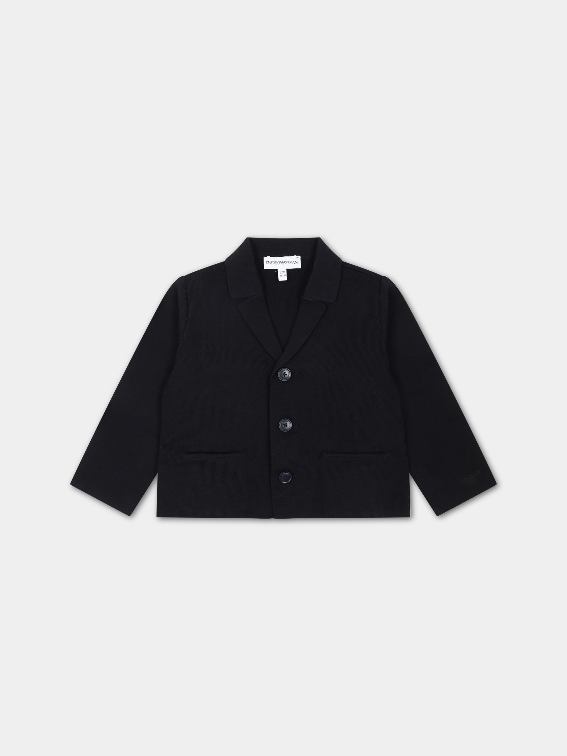 Giacca blu per neonato con ricamo logo,Armani Junior,6RHG50 4MHHZ 0920