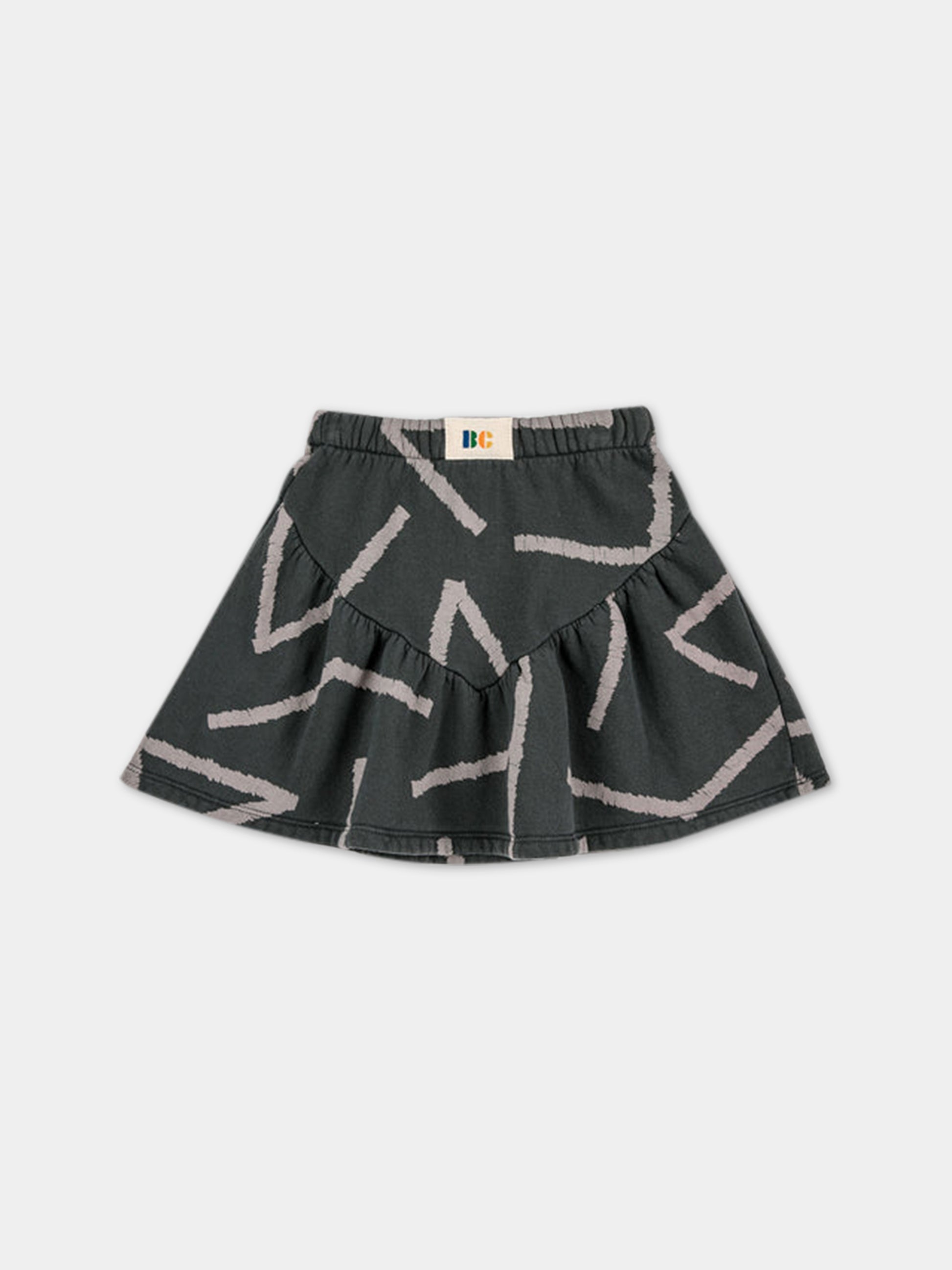 Gonna grigia per bambina con stampa all-over,Bobo Choses,223AC098