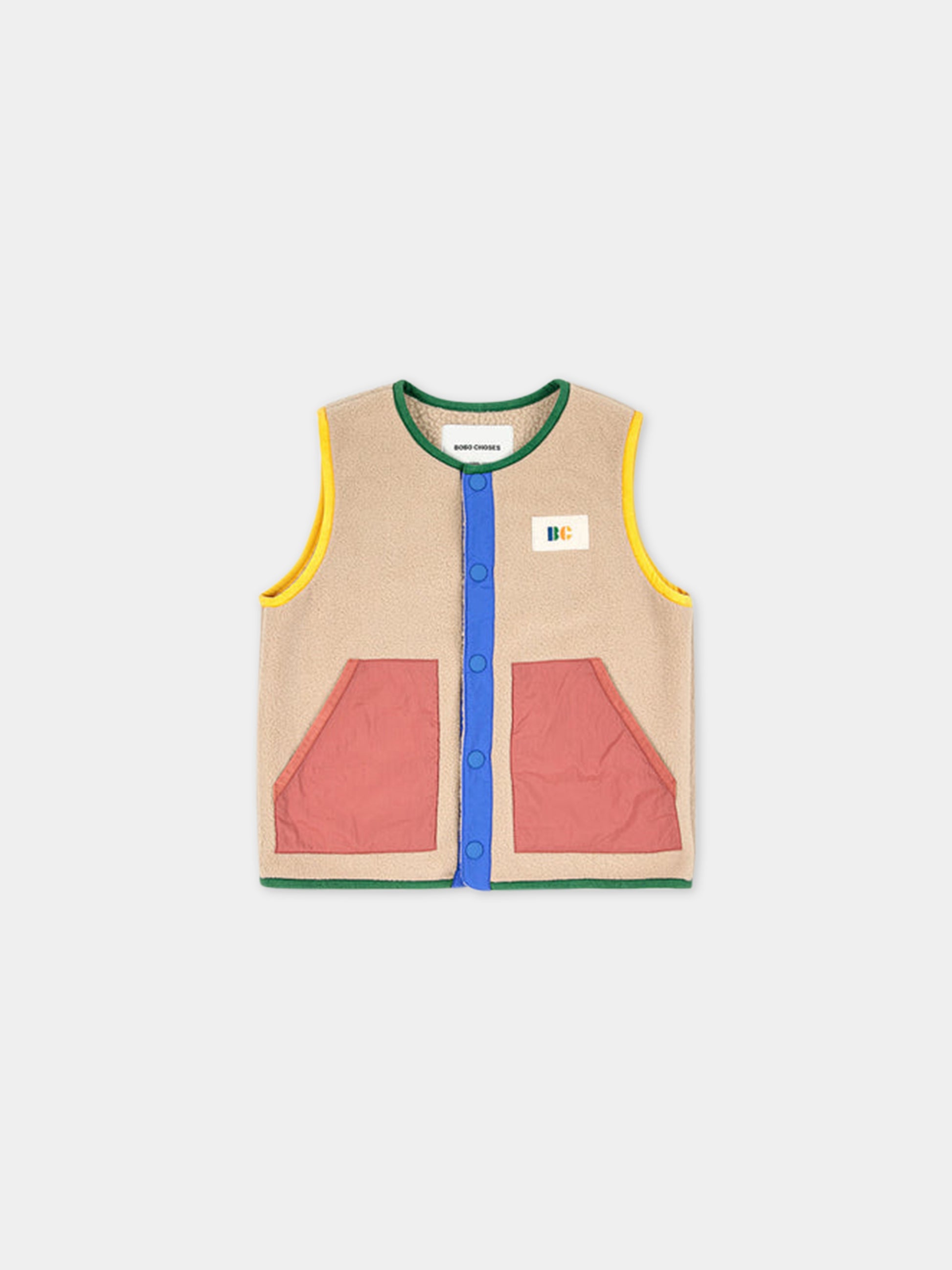 Gilet avorio per bambini con logo,Bobo Choses,223AC125