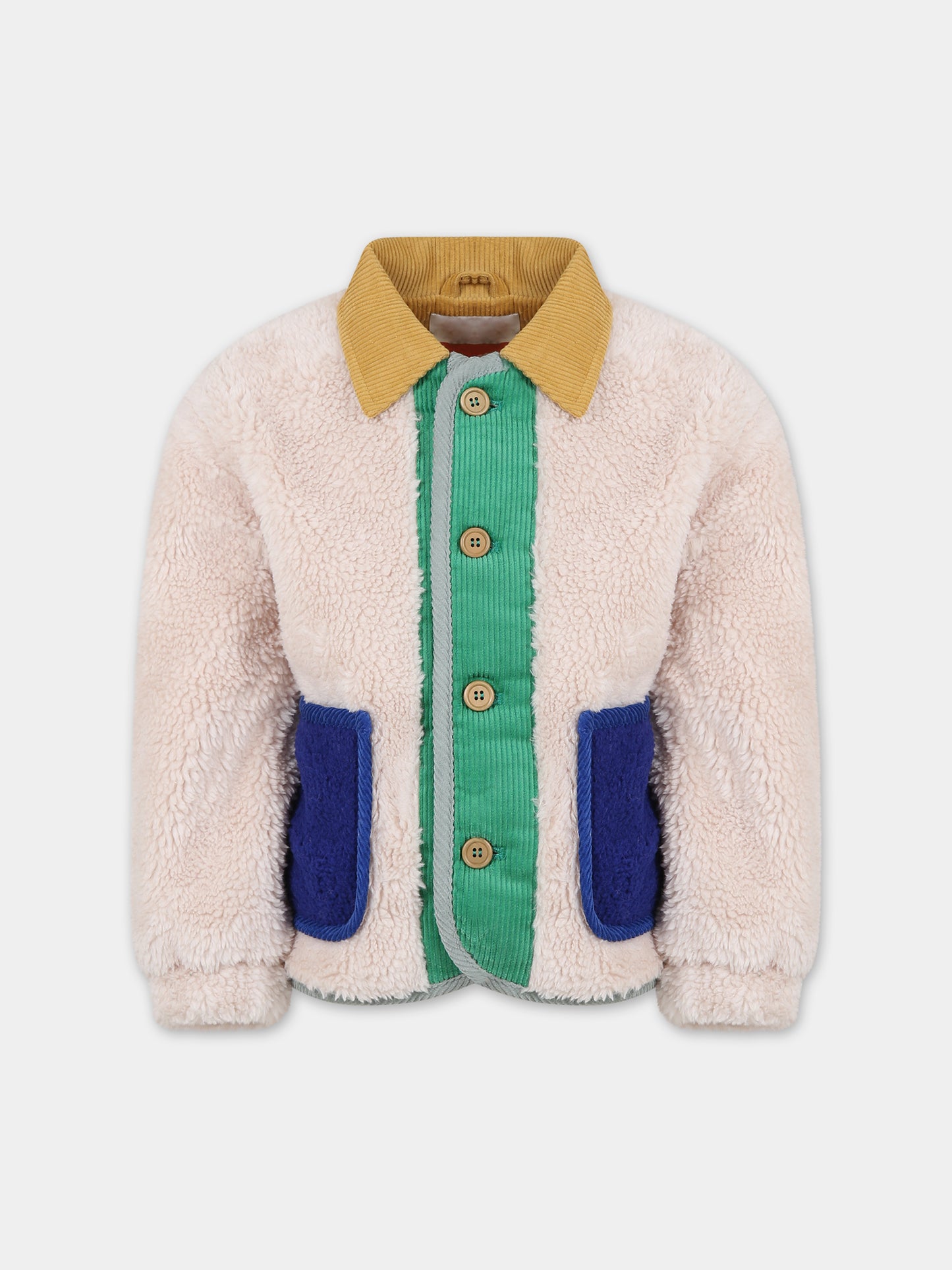 Ecopelliccia avorio per bambini con logo,Bobo Choses,223AC128