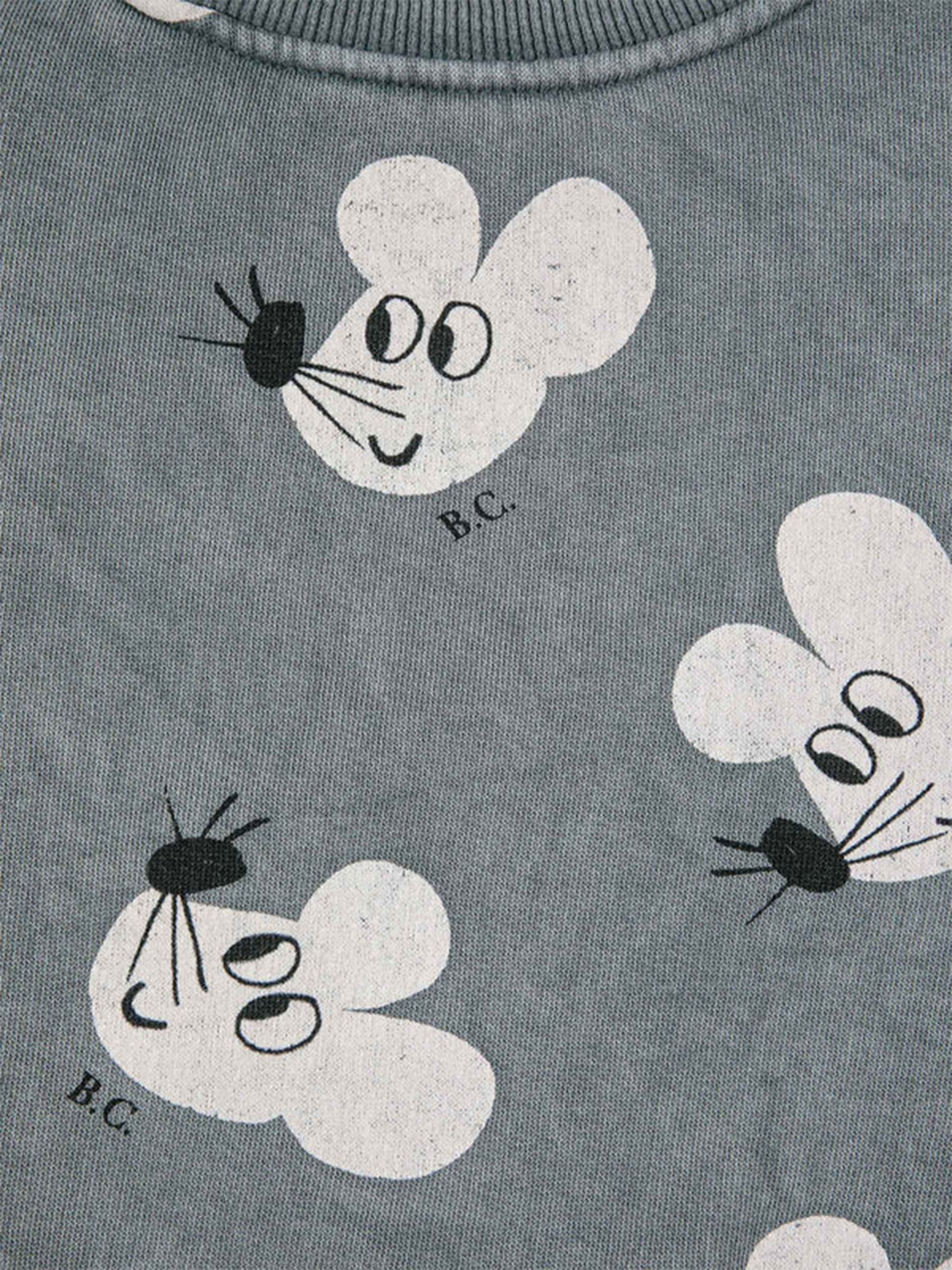 Felpa grigia per bambino con stampa topolini e logo,Bobo Choses,223AC038