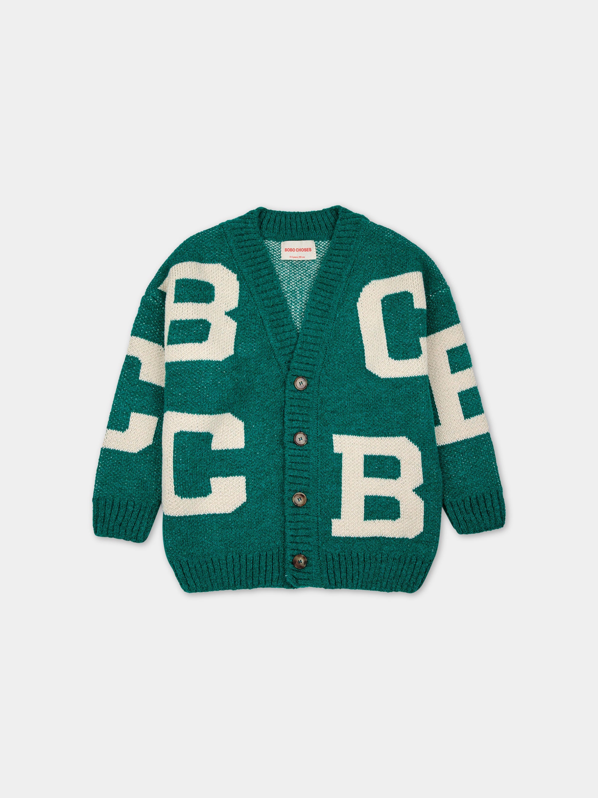 Cardigan verde per bambino con jacquard,Bobo Choses,223AC122