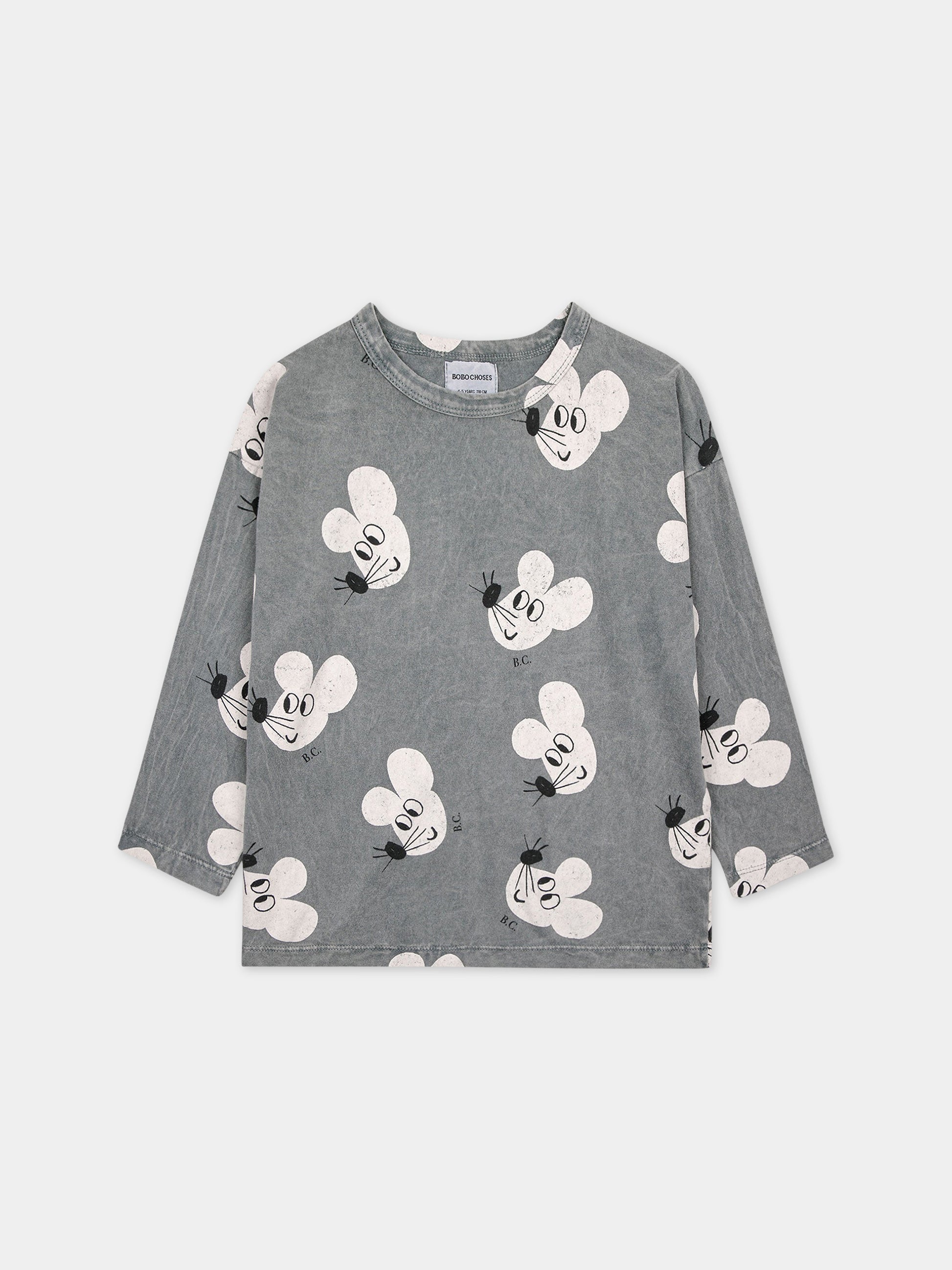 T-shirt grigia per bambino con stampa topolini,Bobo Choses,223AC016