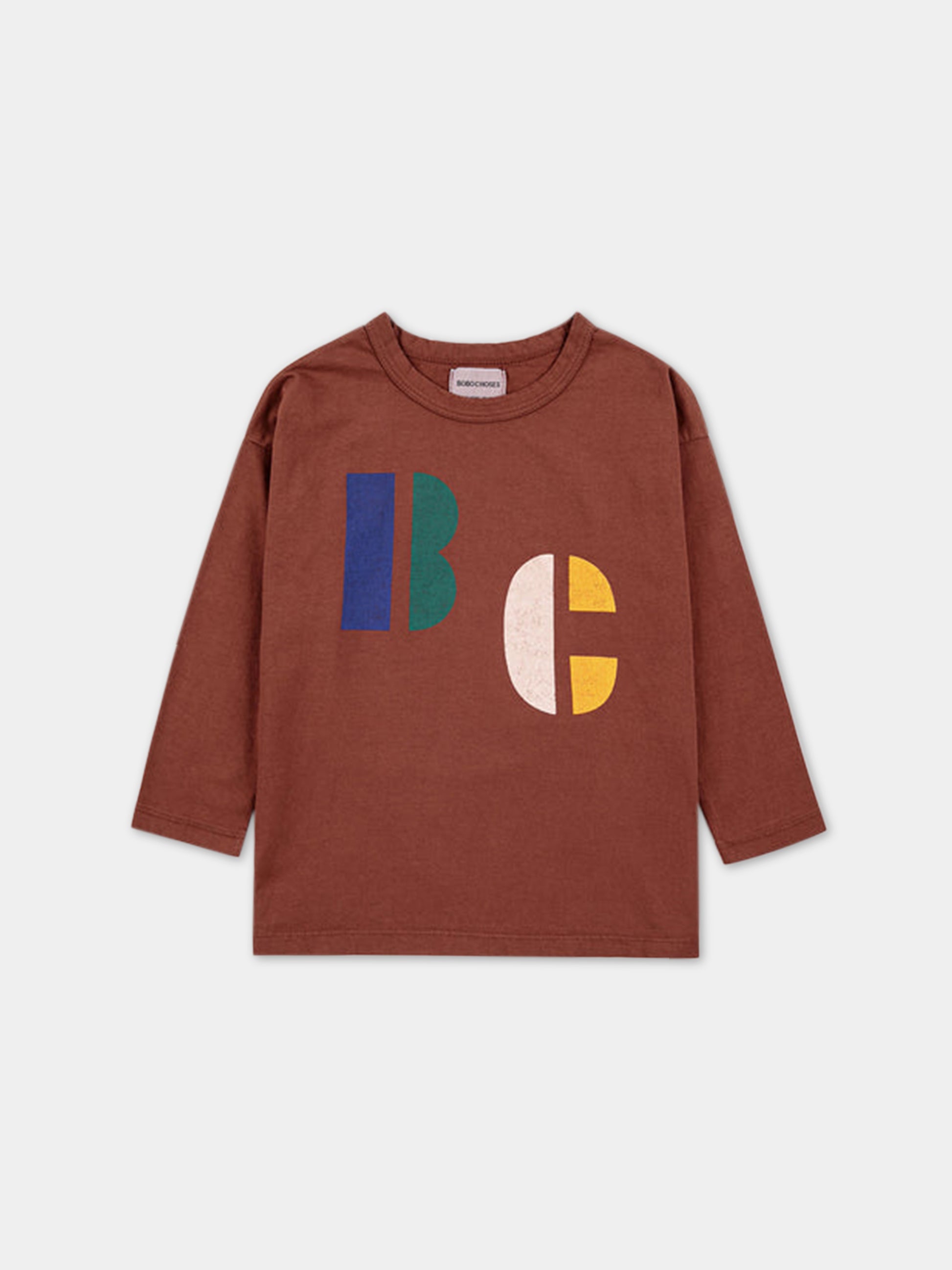 T-shirt marrone per bambino con stampa logo,Bobo Choses,223AC013