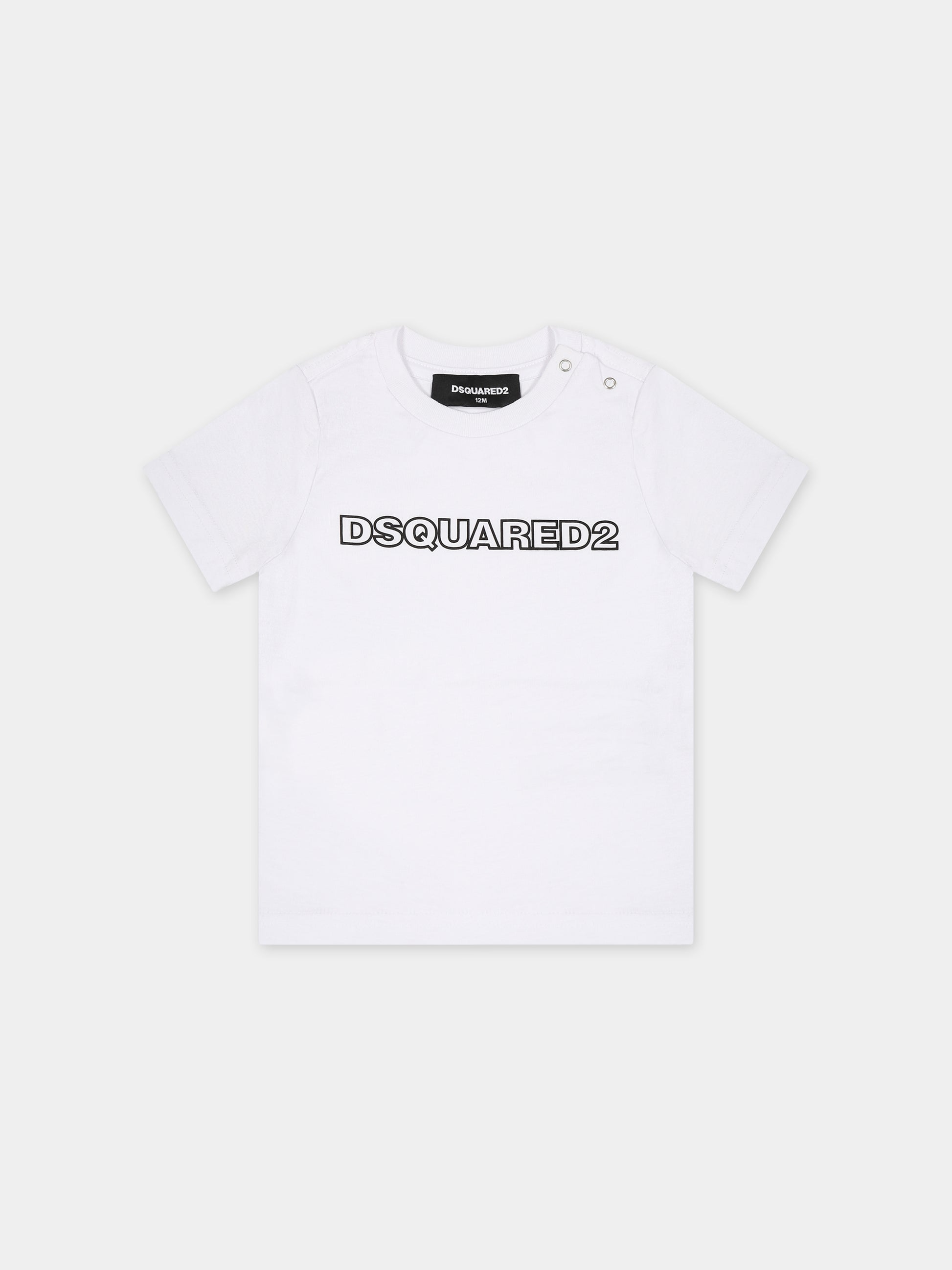 T-shirt bianca per neonato con logo,Dsquared2,DQ1792 D00MV DQ100
