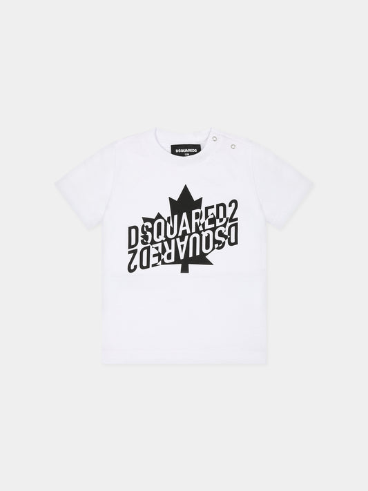 T-shirt bianca per neonato con logo,Dsquared2,DQ1794 D00MV DQ100