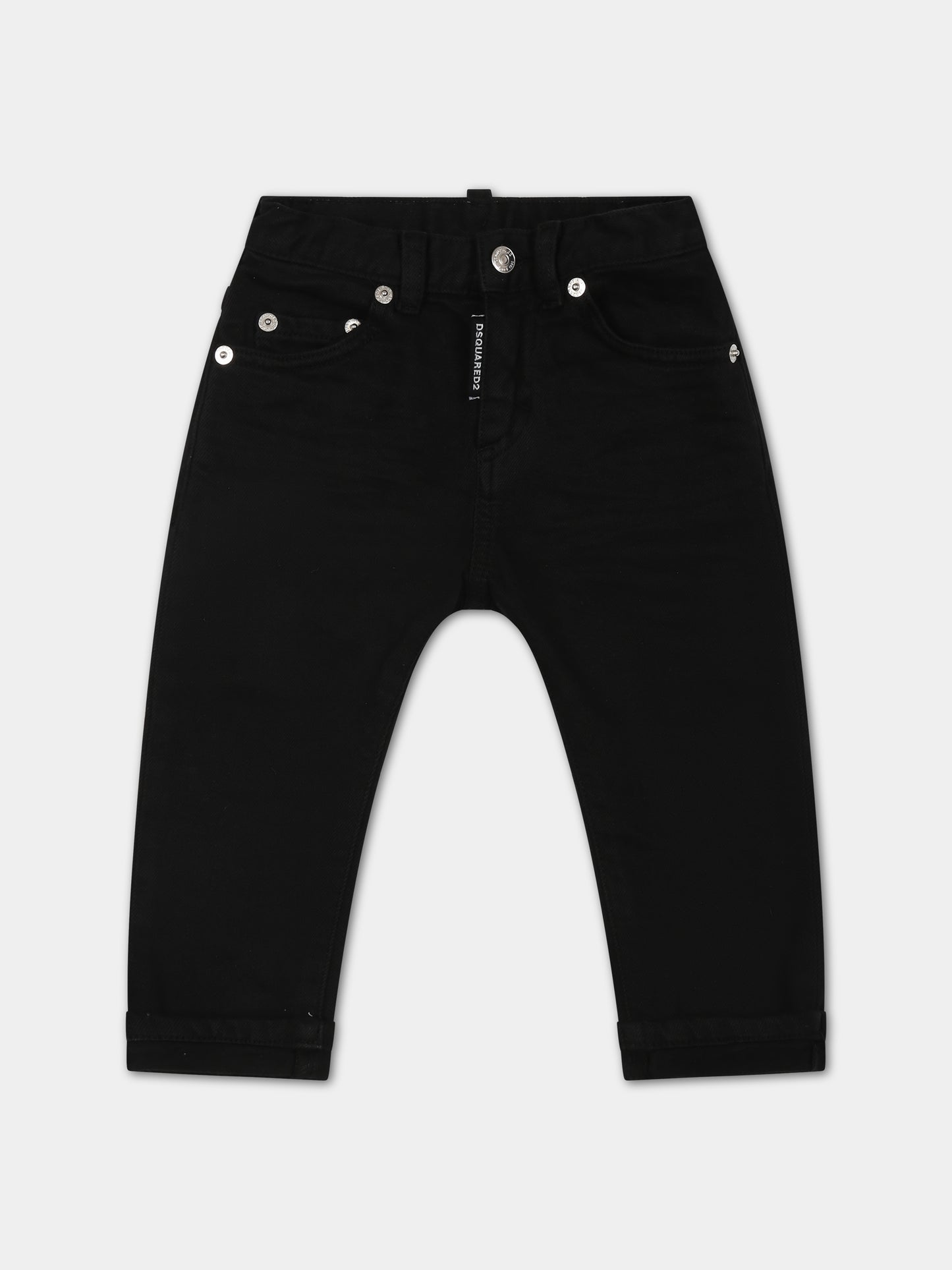 Jeans neri per neonato con patch logato,Dsquared2,DQ2061 D0A4E DQ900