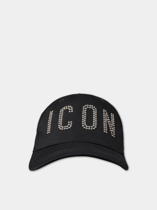 Cappello nero per bambino con scritta,Dsquared2,DQ2063 D0096 DQ900