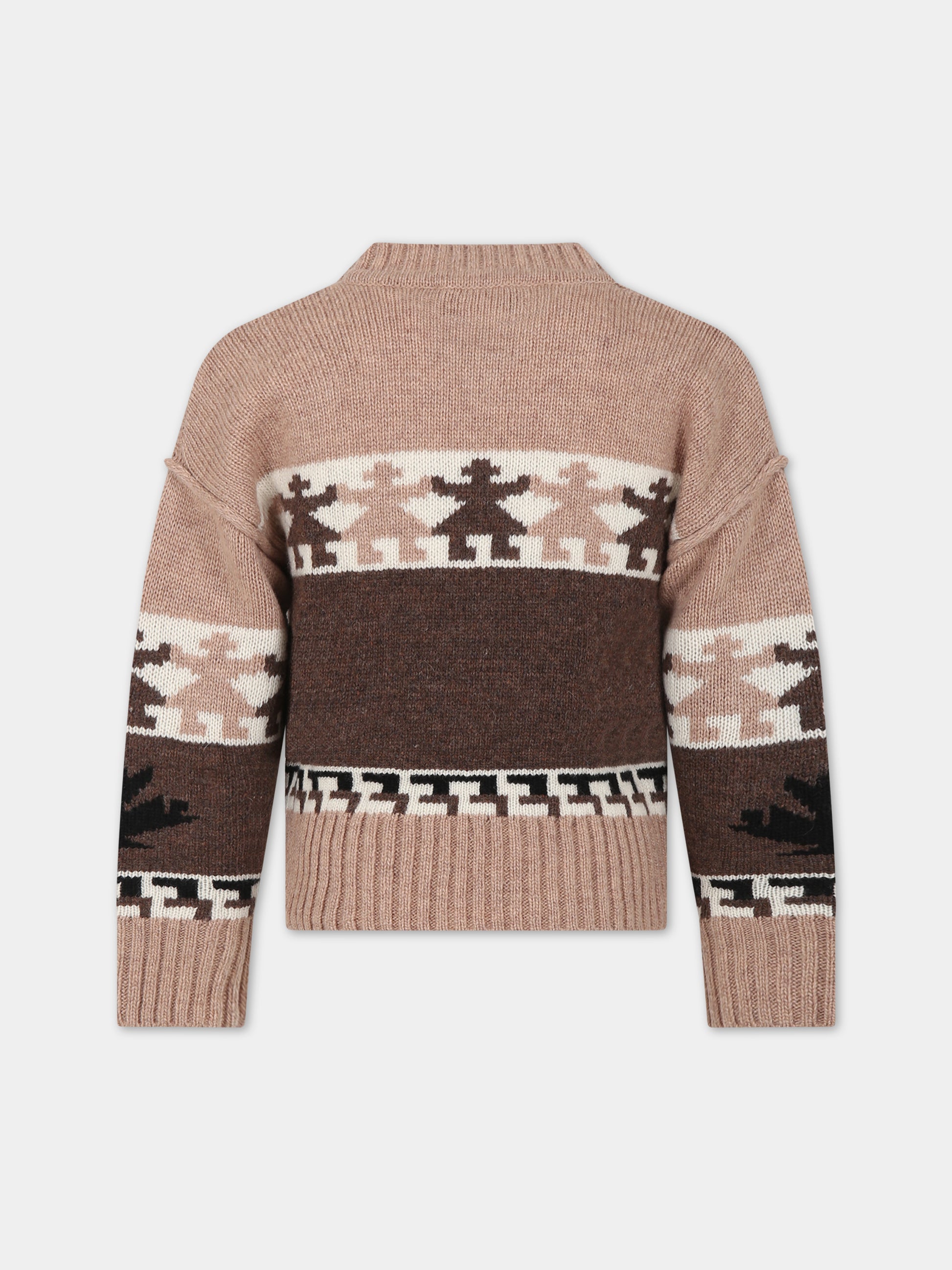 Maglione beige per bambino con motivo jacquard,Dsquared2,DQ1940 D0A4Y DQ713