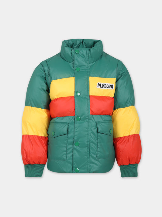 Piumino verde per bambino con logo,Mini Rodini,2371010375