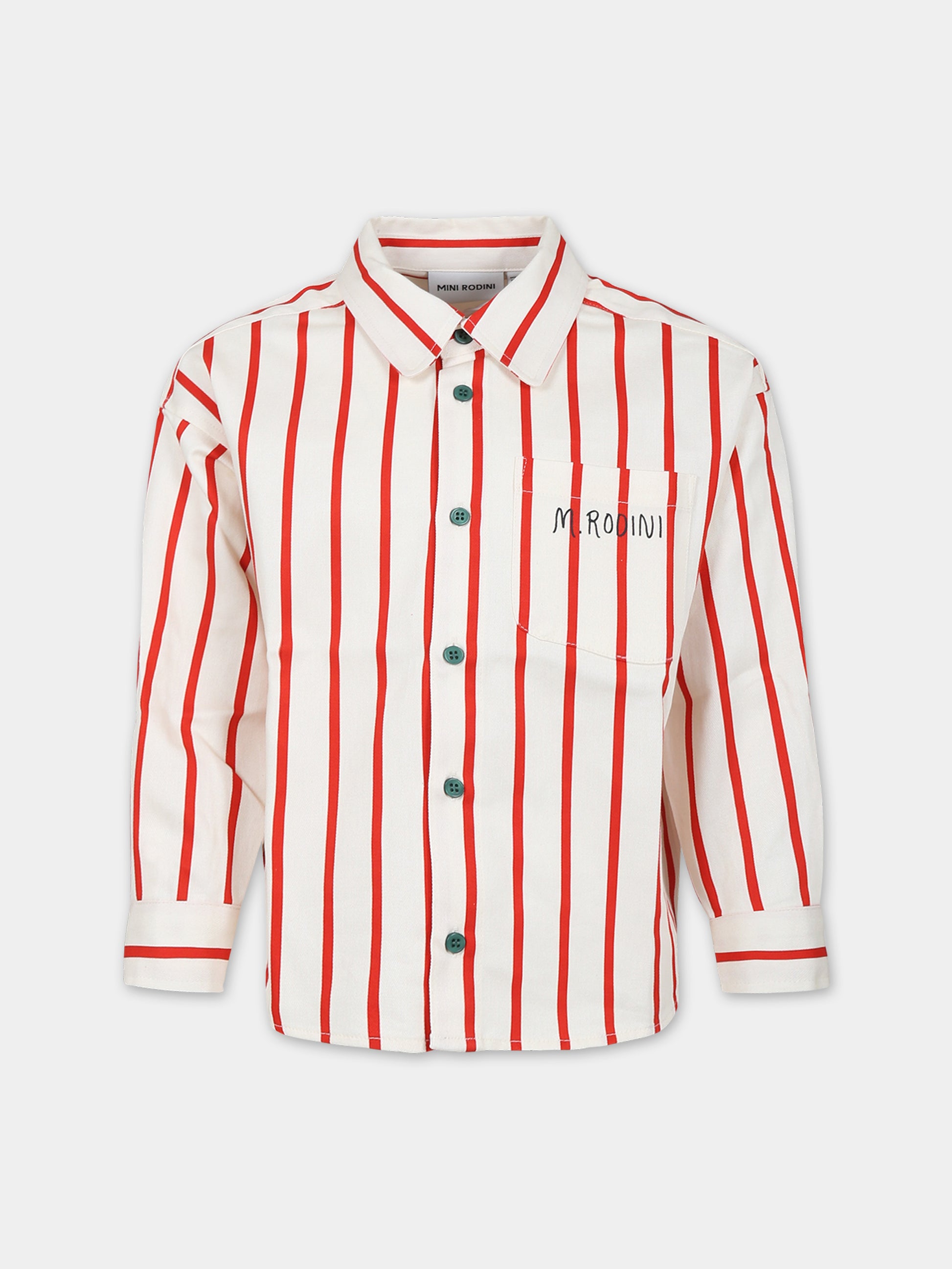 Camicia avorio per bambino con logo,Mini Rodini,2372010400
