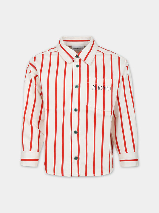Camicia avorio per bambino con logo,Mini Rodini,2372010400