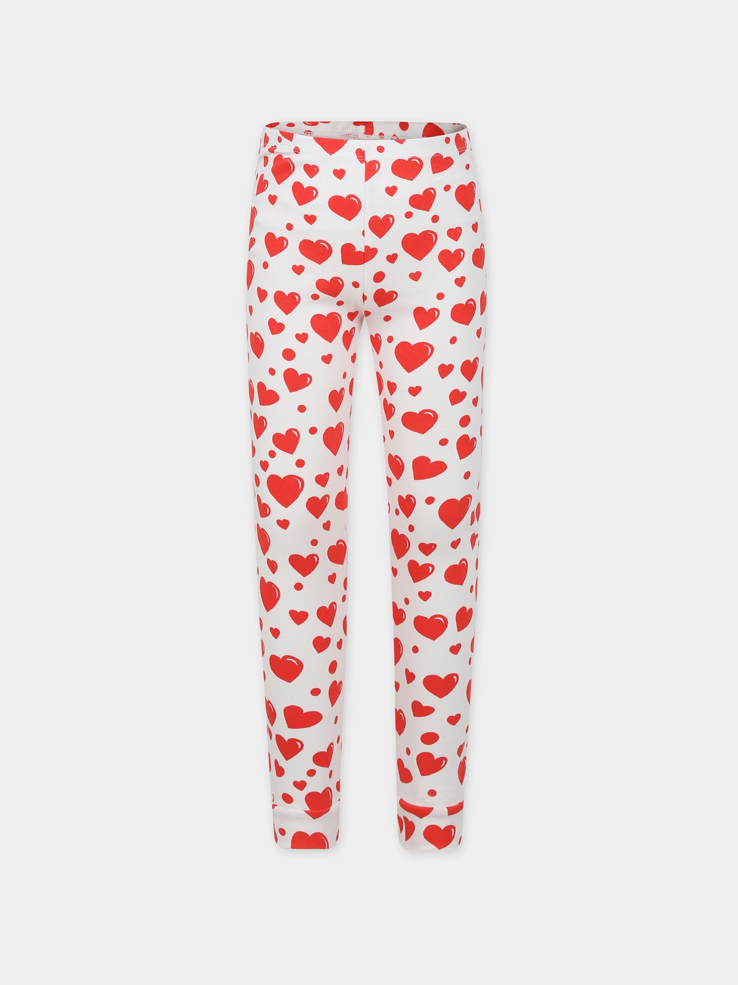 Leggings bianchi per bambina con stampa cuori,Mini Rodini,2373016000